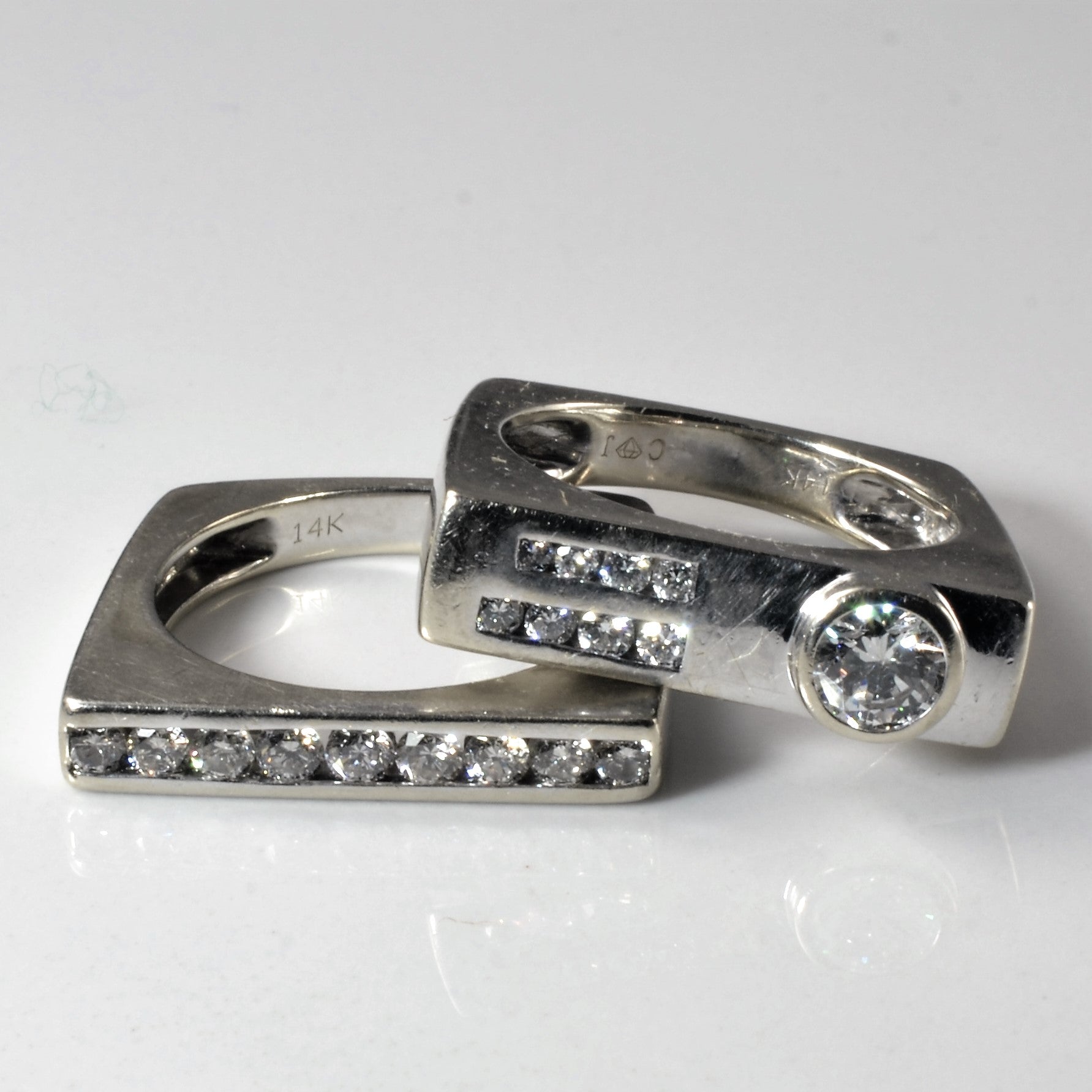 Diamond Bar Wedding Set | 1.26ctw | SZ 7.25 |