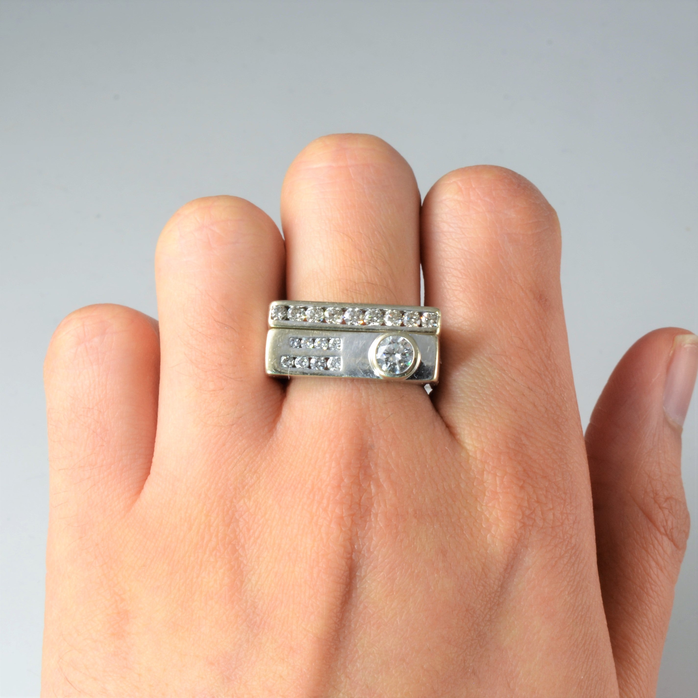 Diamond Bar Wedding Set | 1.26ctw | SZ 7.25 |