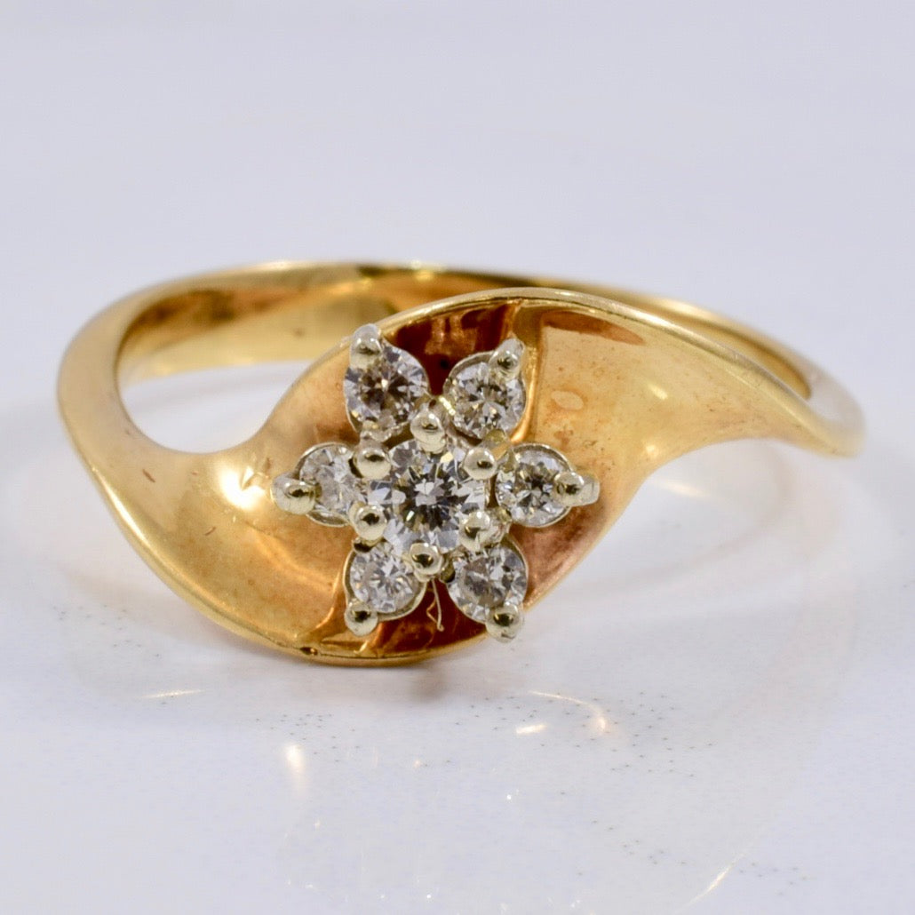 Bague en grappe de diamants en forme de fleur | 0,18 ct au total, taille 7 |