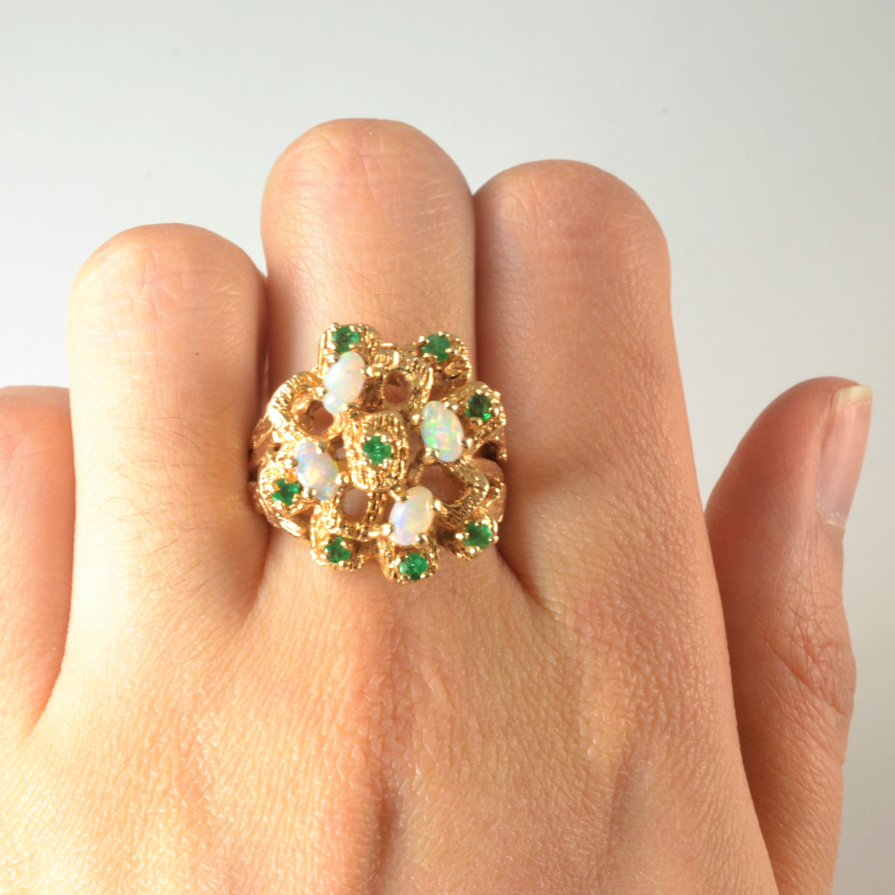 Emerald & Opal Cocktail Ring | 0.25ctw, 0.60ctw | SZ 7.75 |
