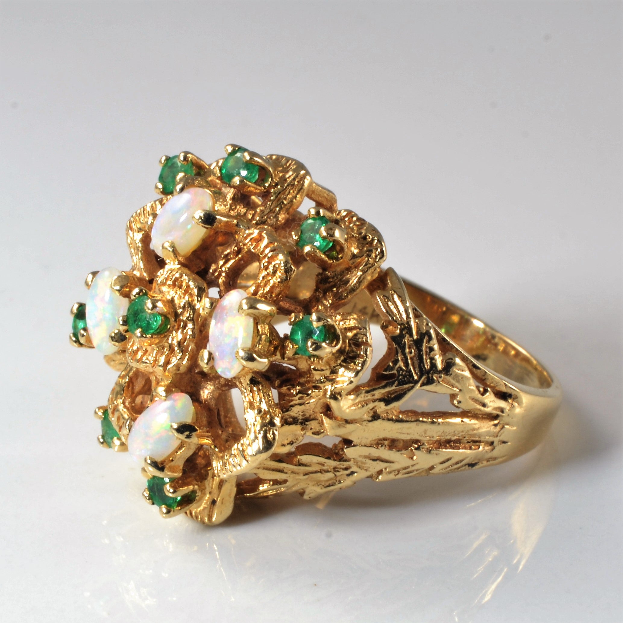Emerald & Opal Cocktail Ring | 0.25ctw, 0.60ctw | SZ 7.75 |