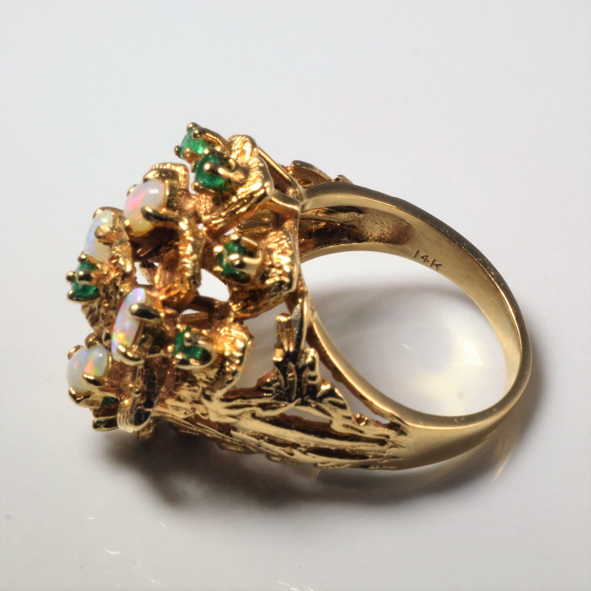 Emerald & Opal Cocktail Ring | 0.25ctw, 0.60ctw | SZ 7.75 |