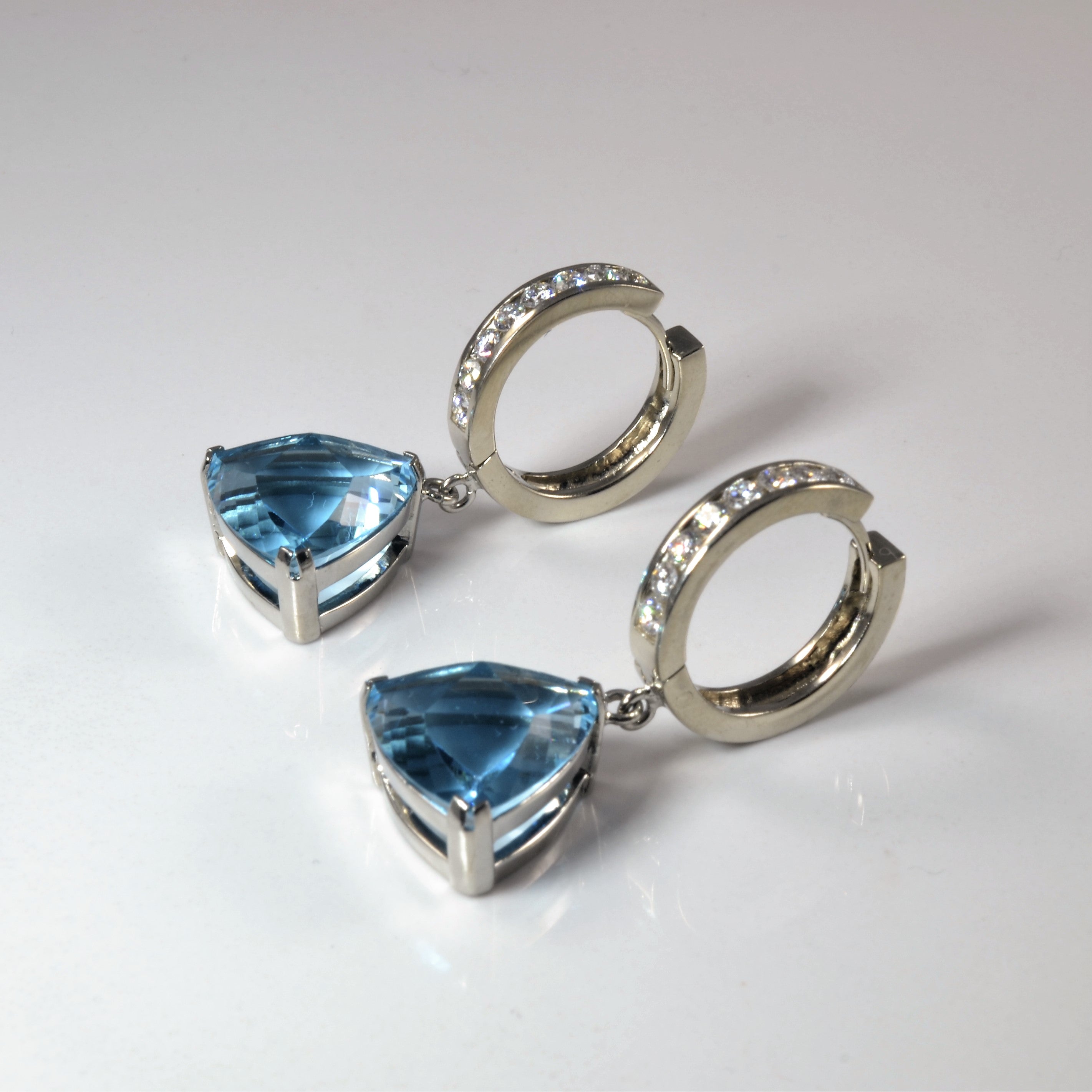 Large Topaz & Diamond Drop Earrings | 22.00ctw, 1.00ctw |
