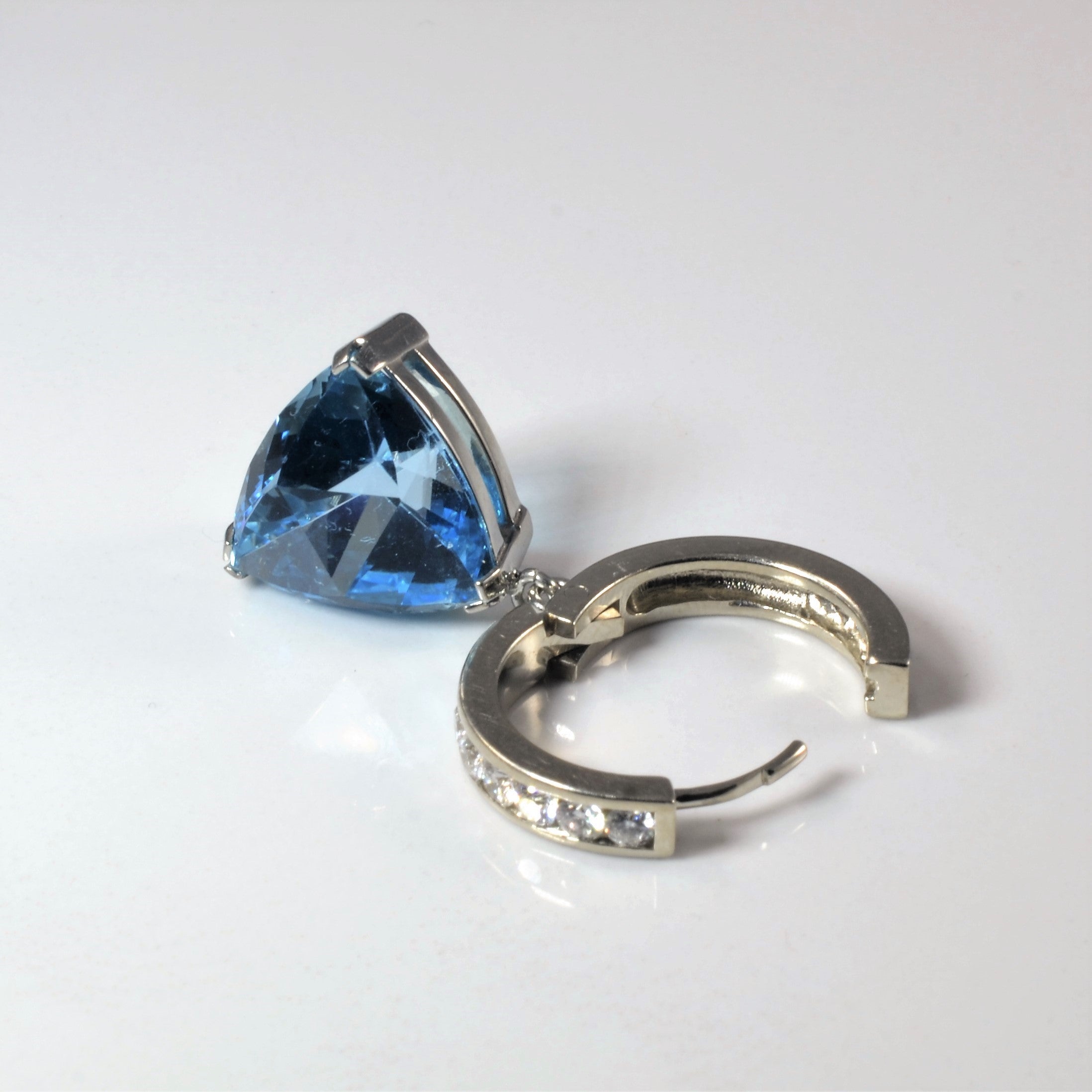 Large Topaz & Diamond Drop Earrings | 22.00ctw, 1.00ctw |
