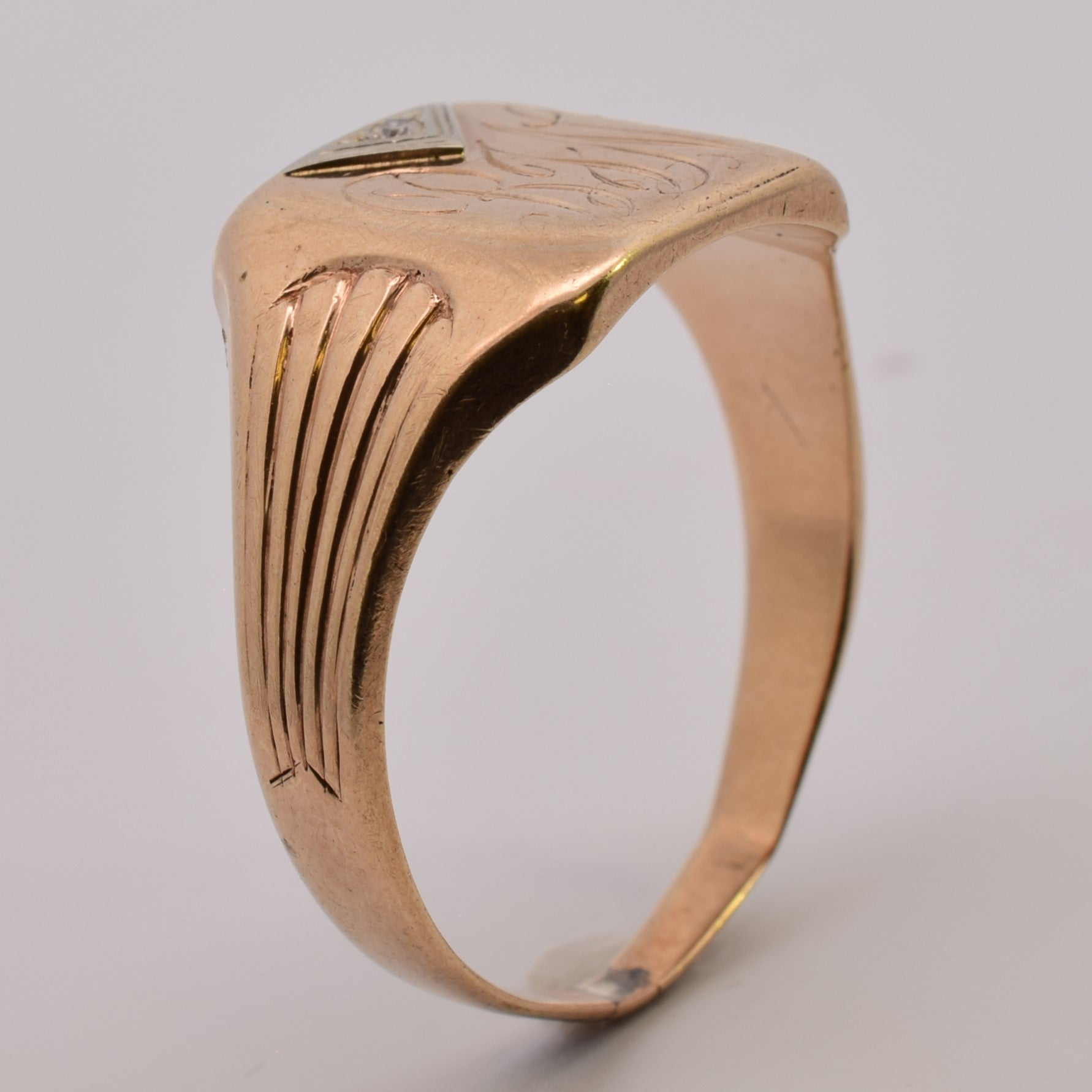 1930s Initial 'BJN' Diamond Signet Ring | 0.01ct | SZ 11.5 |