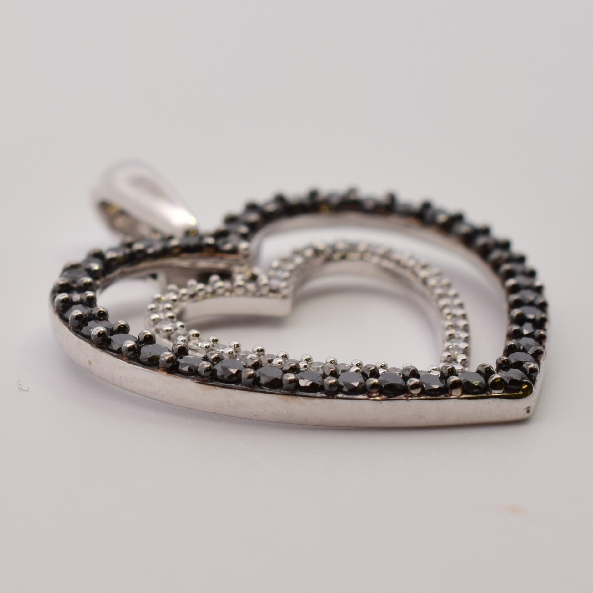 Black & White Diamond Heart Pendant | 0.52ctw |