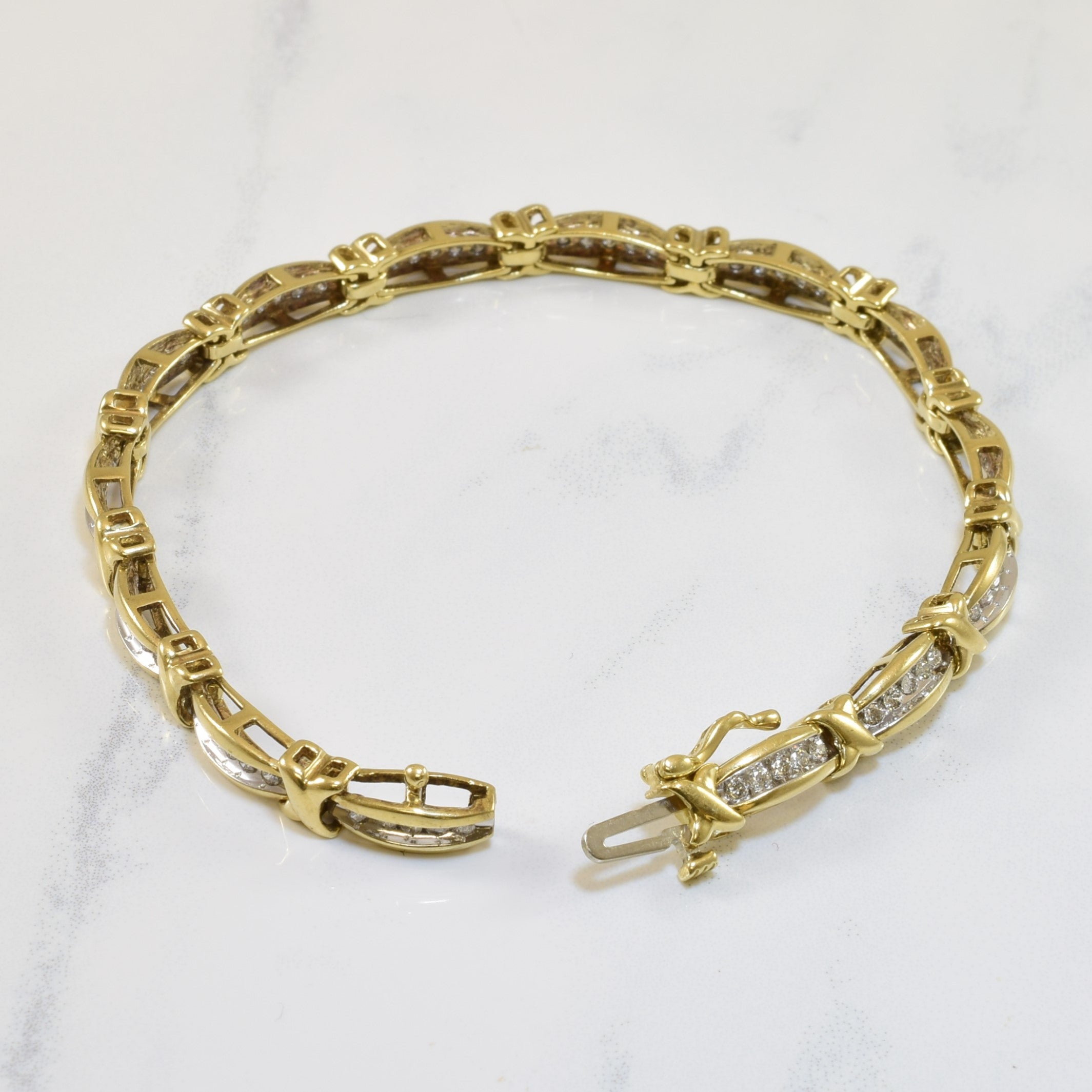 Two Tone XO Diamond Channel Bracelet | 0.70ctw | 7.5" |