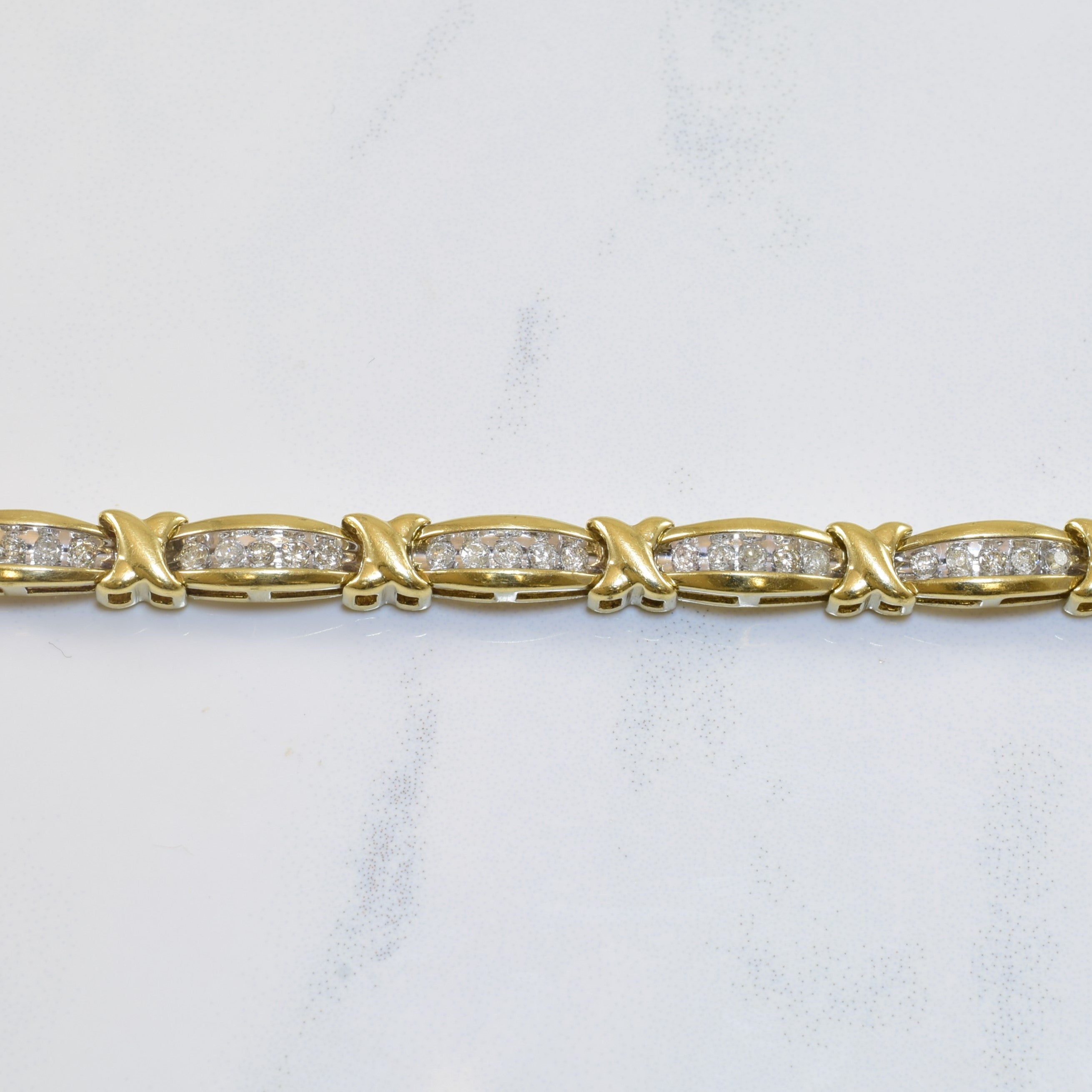 Two Tone XO Diamond Channel Bracelet | 0.70ctw | 7.5" |