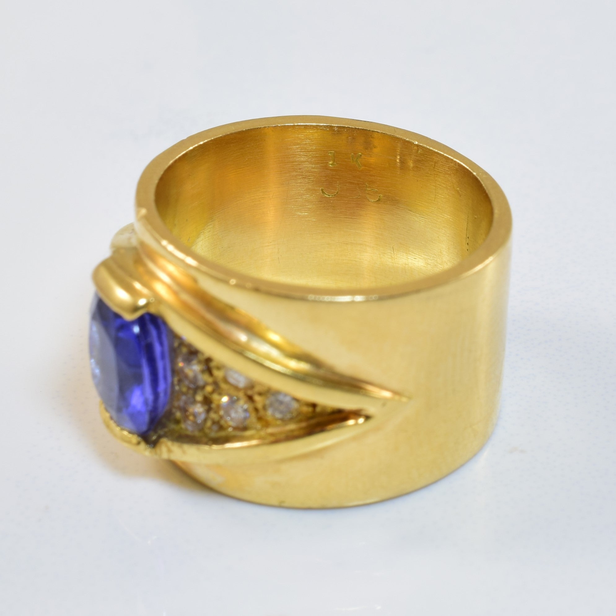 Tanzanite & Diamond Eye Cigar Band | 1.30ct, 0.30ctw | SZ 4.75 |