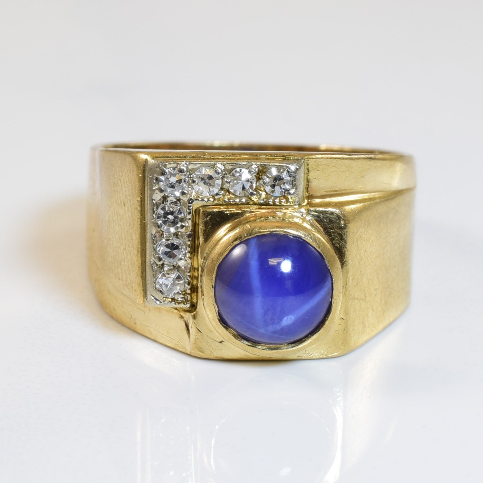 Synthetic Star Sapphire & Diamond Ring | 1.15ct, 0.10ctw | SZ 7.25 |