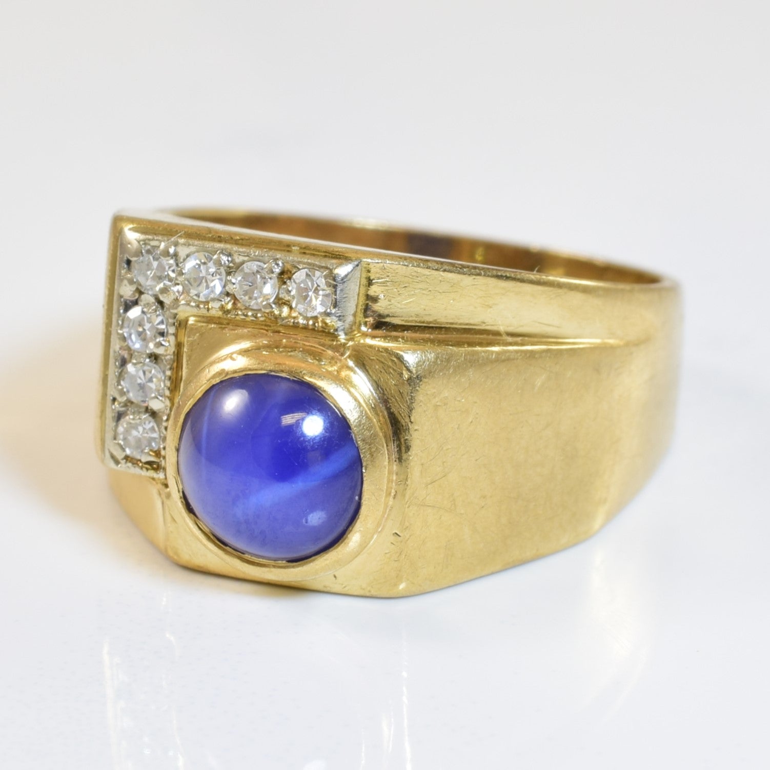 Synthetic Star Sapphire & Diamond Ring | 1.15ct, 0.10ctw | SZ 7.25 |