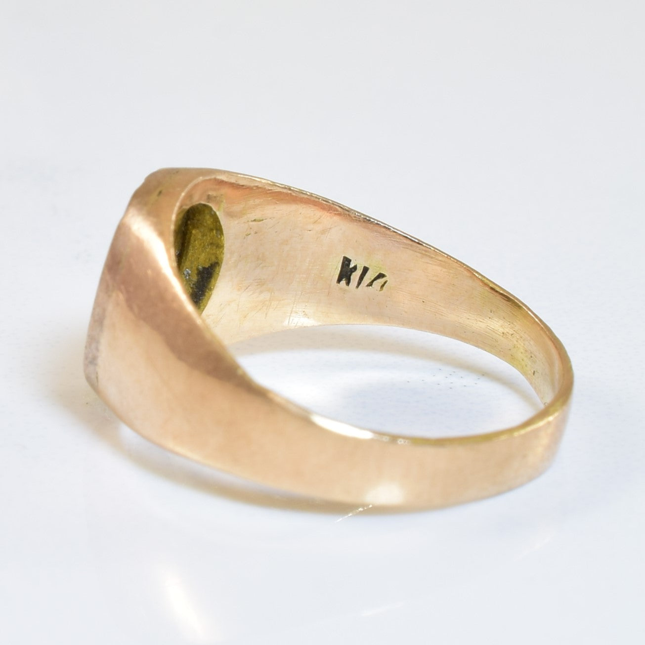 Mid Century Sparkle Finish Turquoise Signet Ring | 0.03ct | SZ 3.75 |