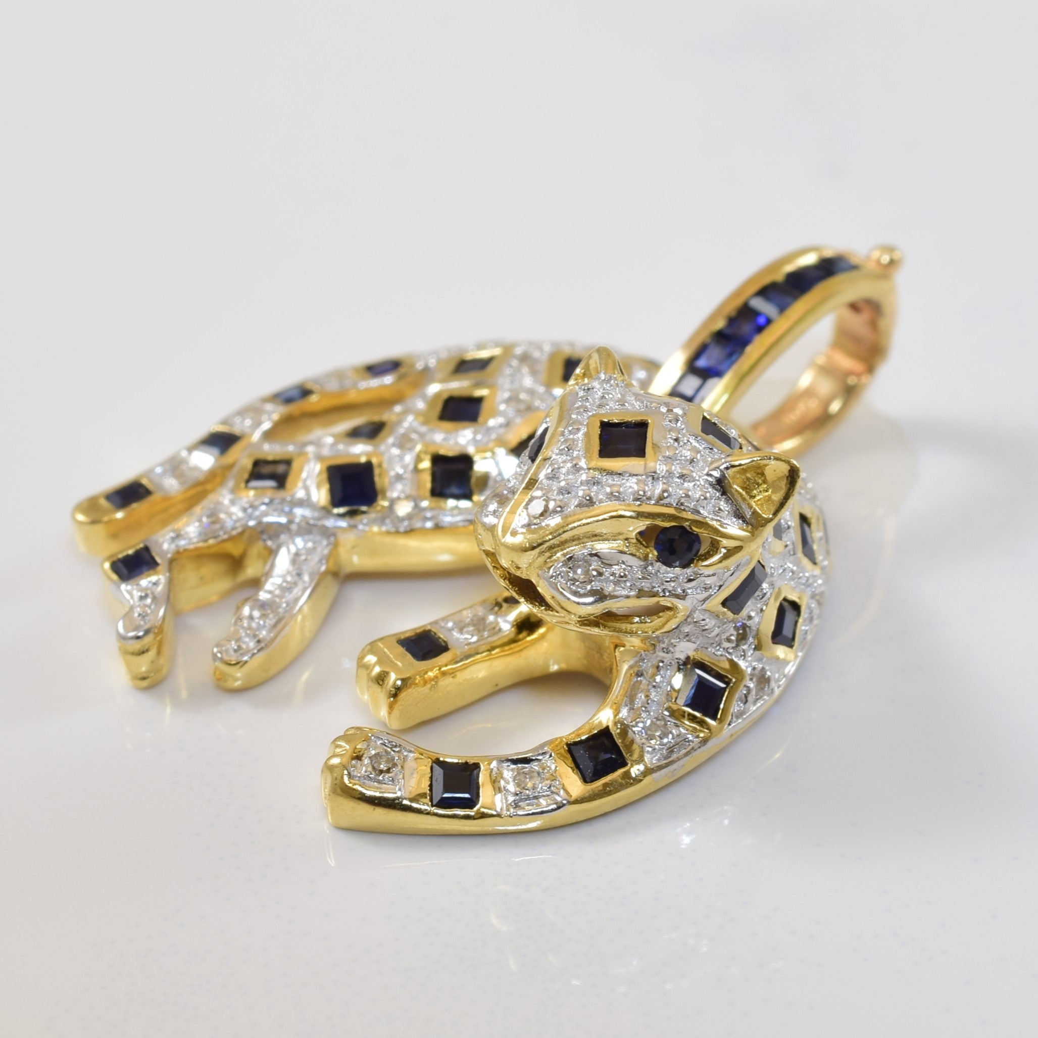 Sapphire & Diamond Leopard Pendant | 1.00ctw, 0.10ctw |