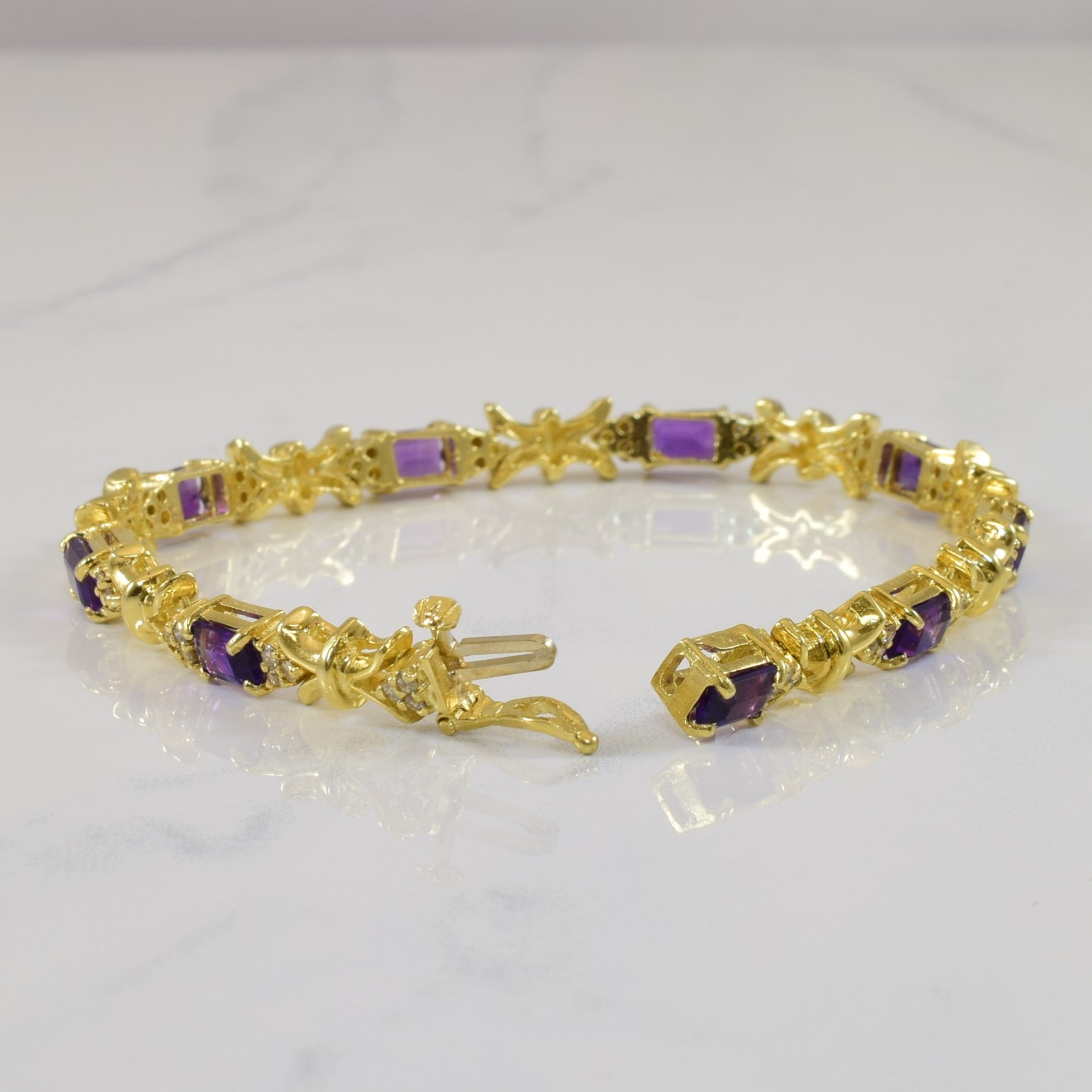 Amethyst & Diamond Bracelet | 4.50ctw, 0.75ctw | 7.5" |
