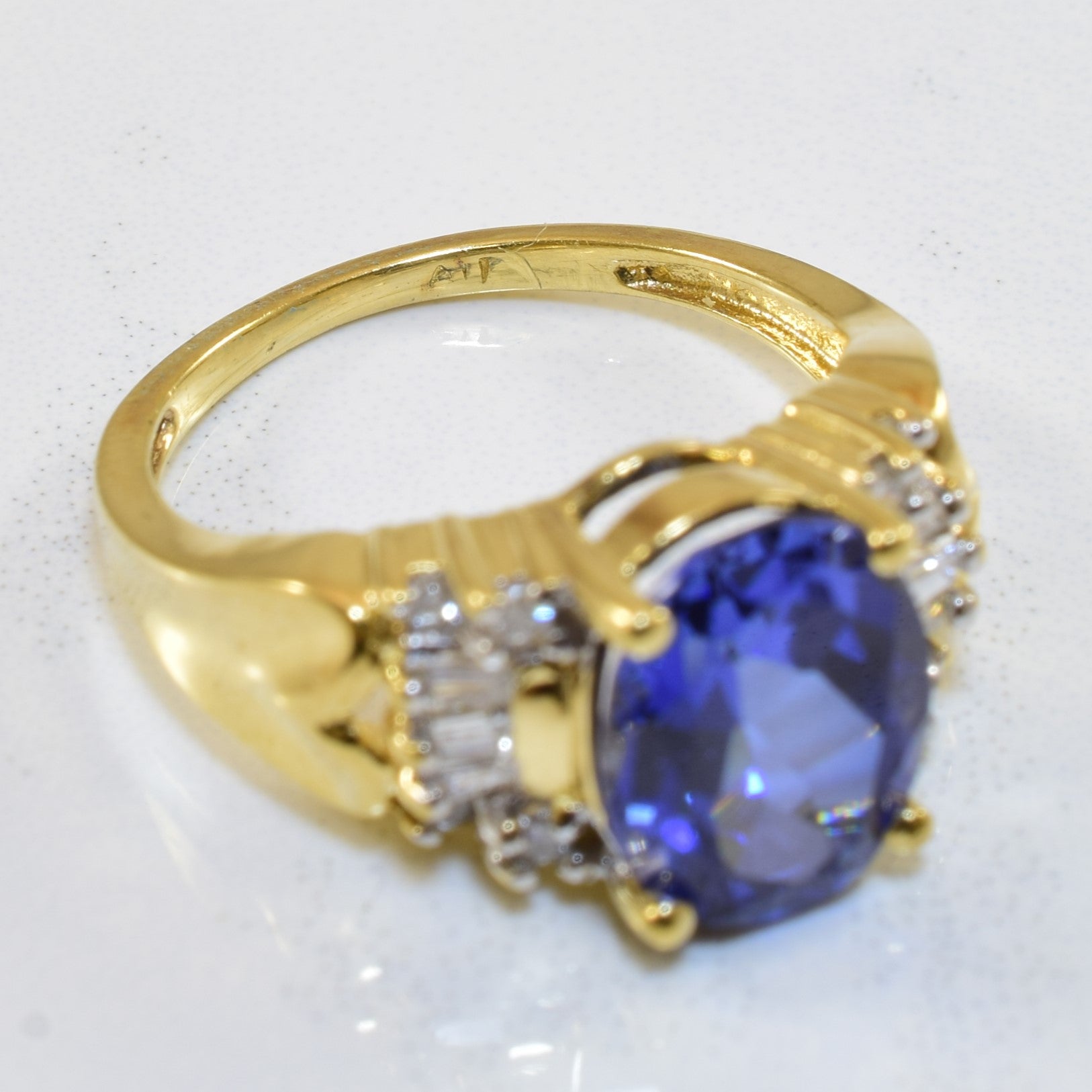 Synthetic Blue Sapphire & Diamond Ring | 2.75ct, 0.14ctw | SZ 5.5 |