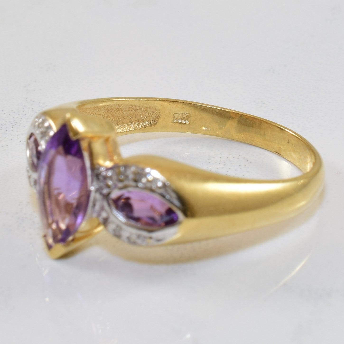 Marquise Amethyst & Diamond Ring | 1.00ctw, 0.06ctw | SZ 9 |