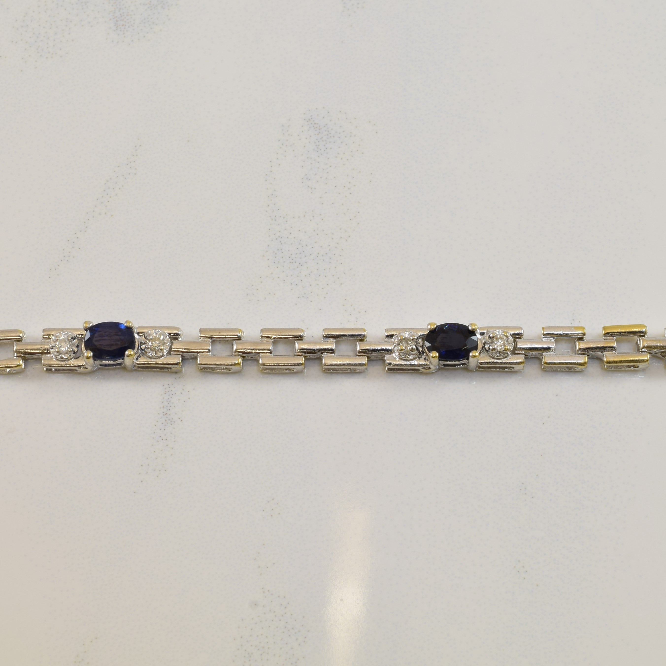 Sapphire & Diamond Link Bracelet | 1.15ctw, 0.10ctw | 7.5" |