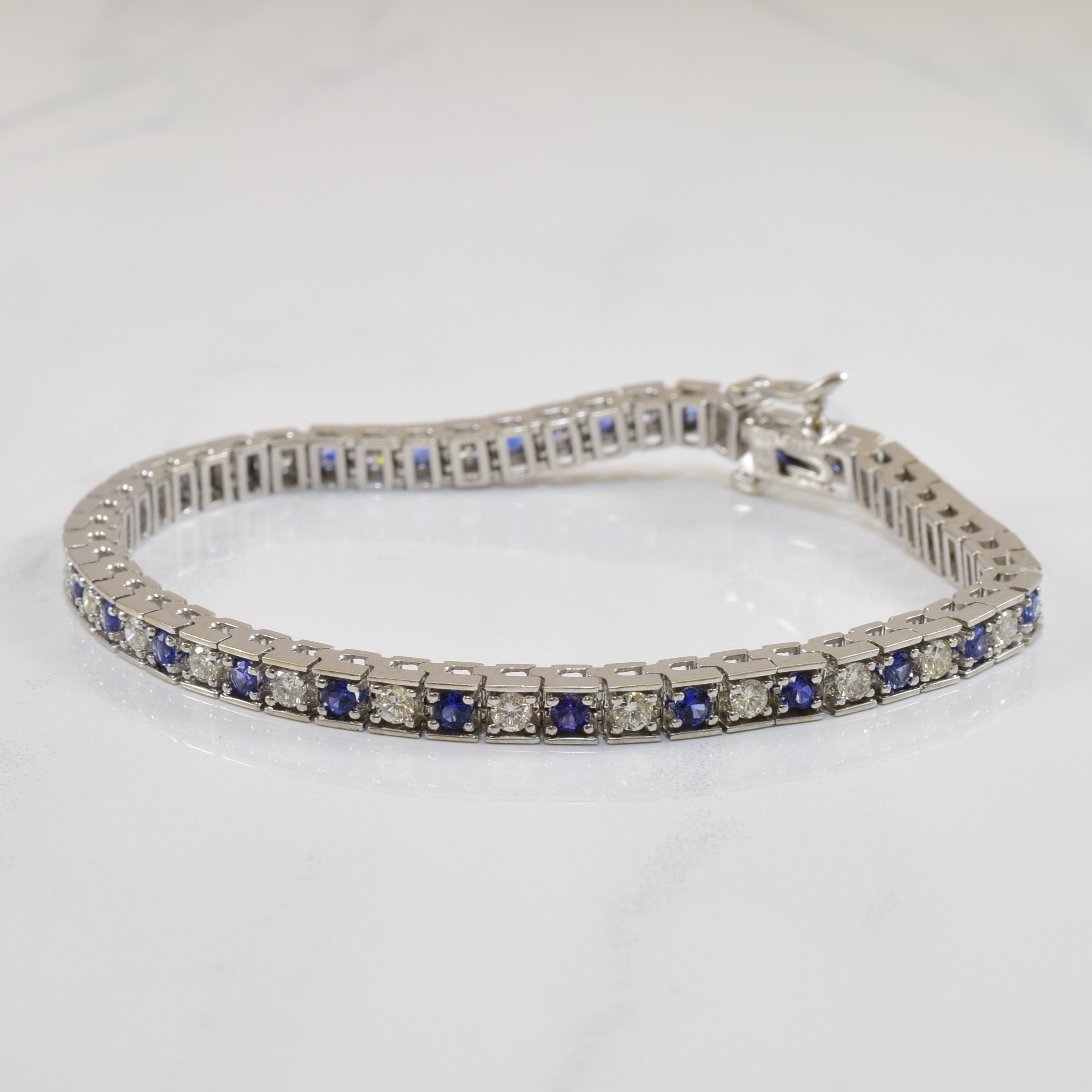 Sapphire & Diamond Tennis Bracelet | 1.95ctw, 1.85ctw | 7.5" |