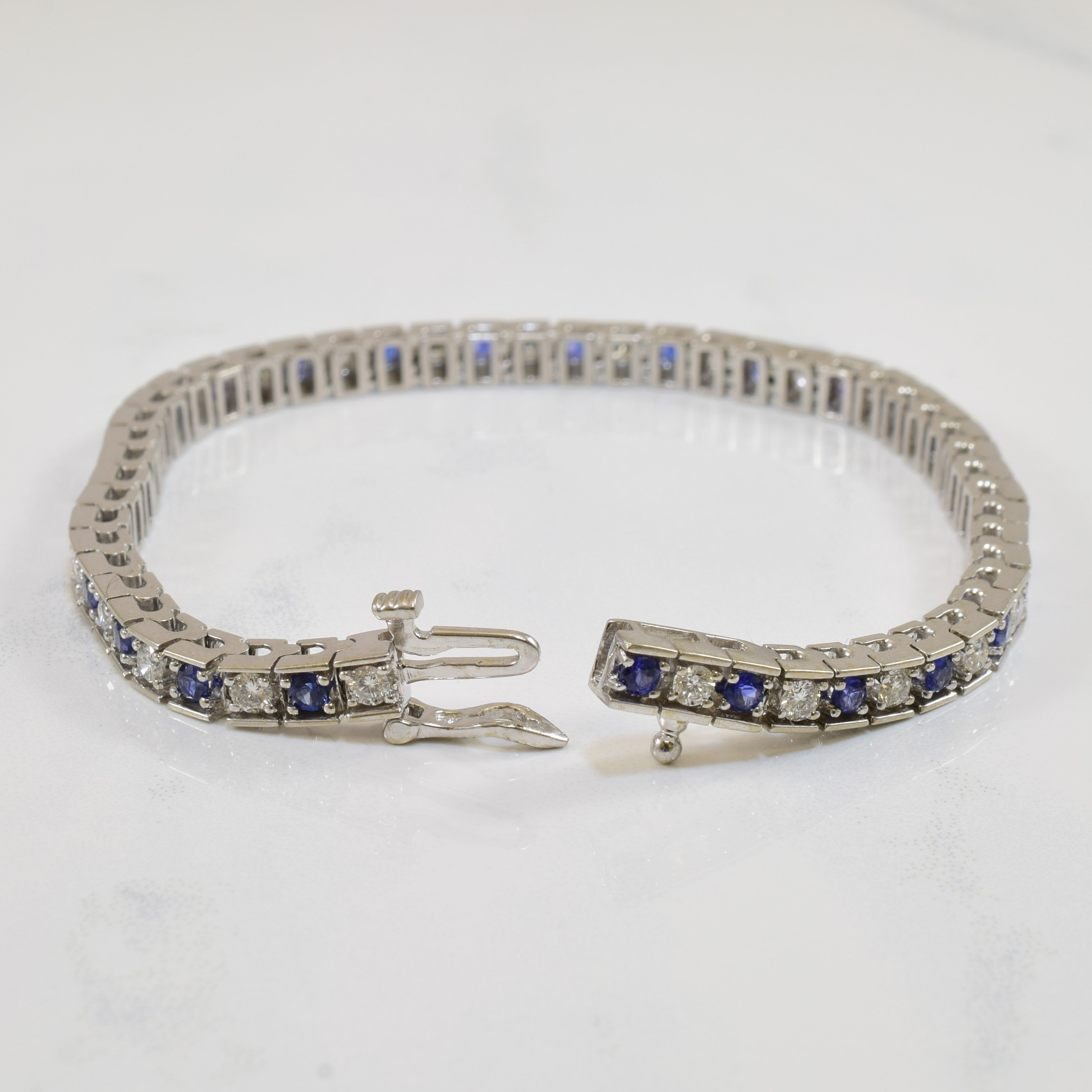 Sapphire & Diamond Tennis Bracelet | 1.95ctw, 1.85ctw | 7.5" |