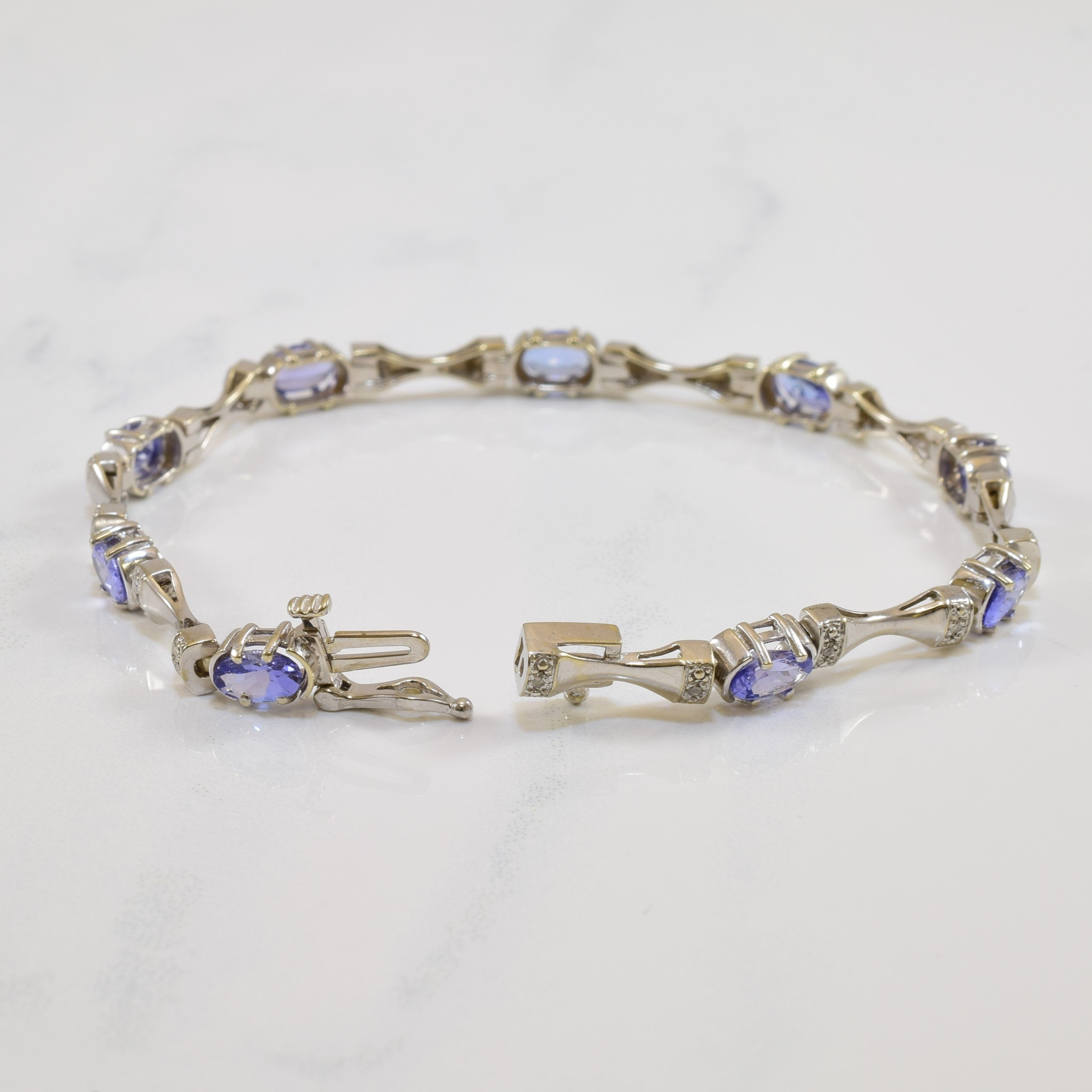 Tanzanite & Diamond Bar Link Bracelet | 3.60ctw, 0.10ctw | 7.25" |