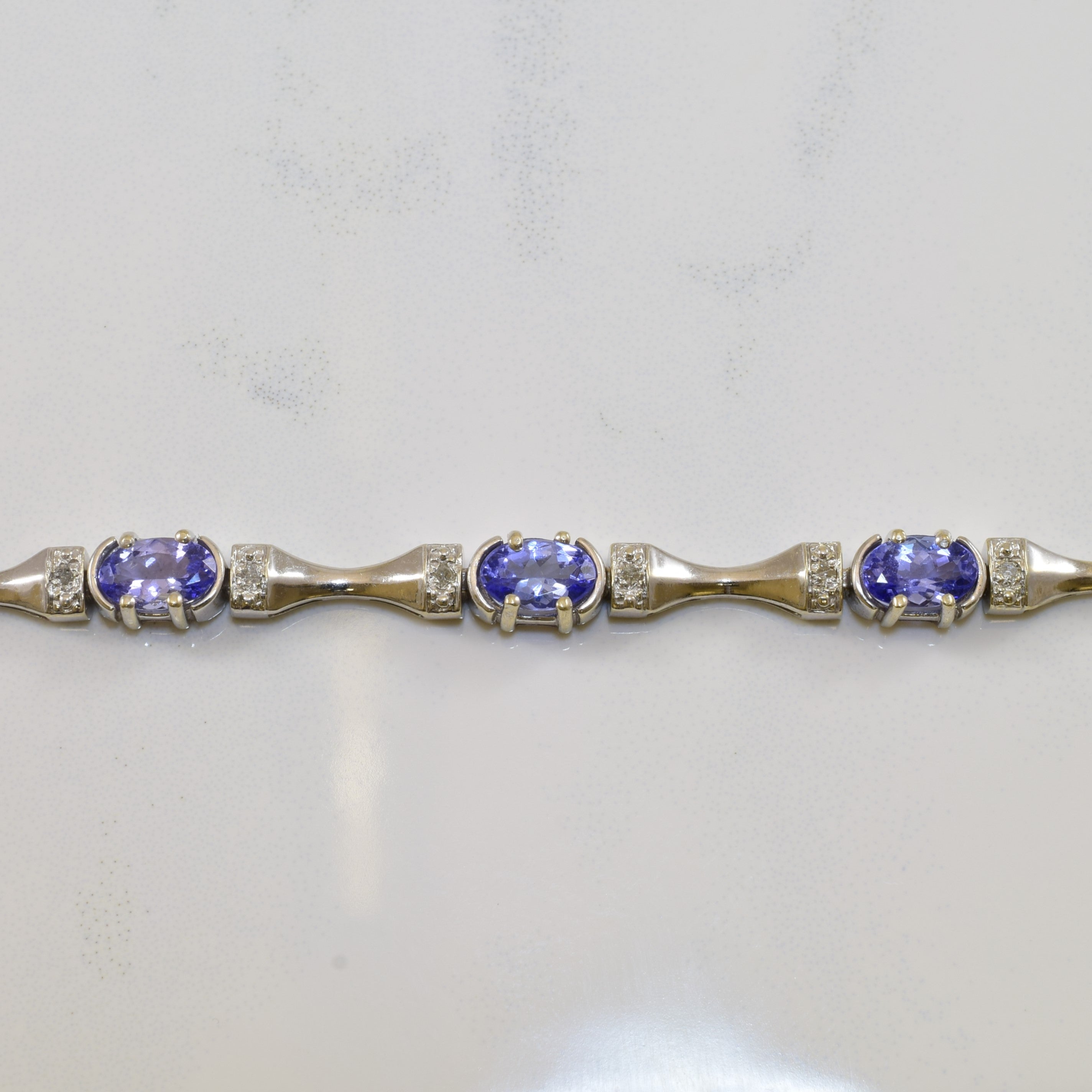 Tanzanite & Diamond Bar Link Bracelet | 3.60ctw, 0.10ctw | 7.25" |