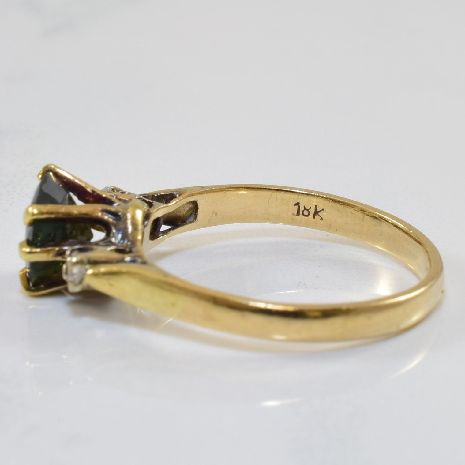 Green Zircon & Diamond Ring | 1.30ctw, 0.08ctw | SZ 6.5 |