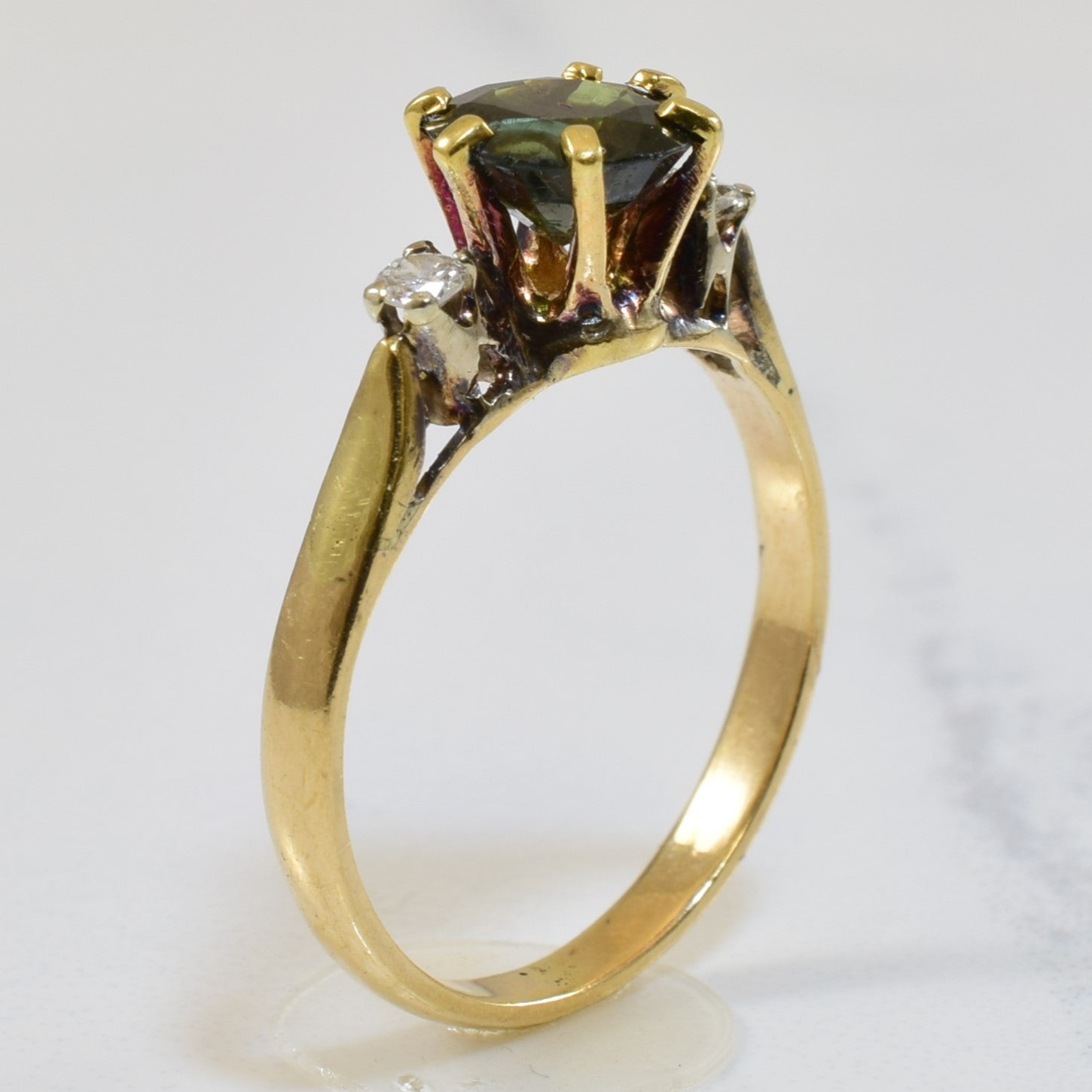 Green Zircon & Diamond Ring | 1.30ctw, 0.08ctw | SZ 6.5 |