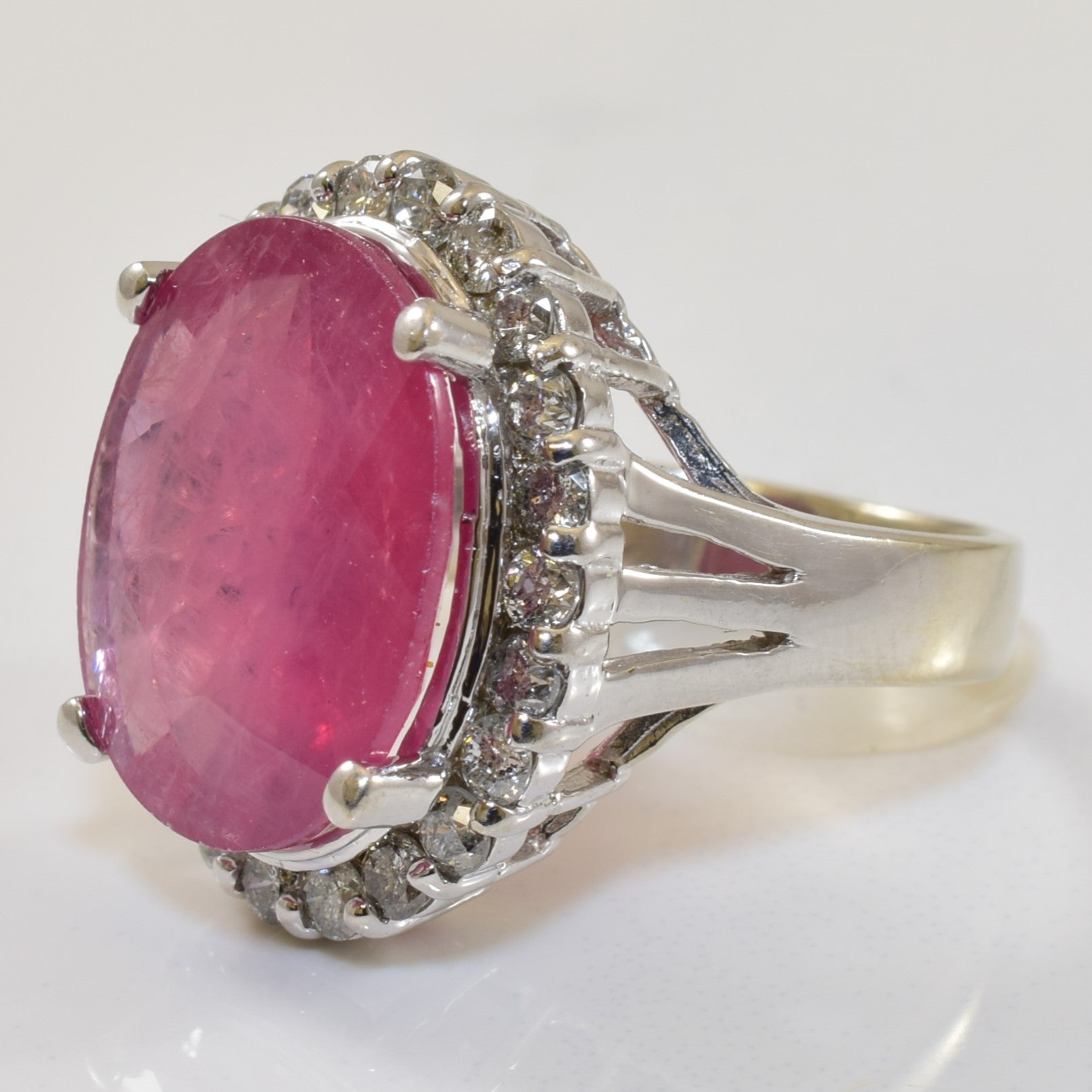 Pink Sapphire & Diamond Halo Cocktail Ring | 6.28ct, 0.66ctw | SZ 5 |