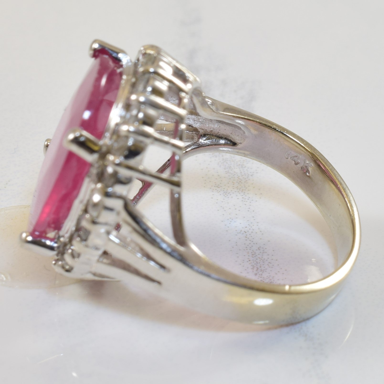 Pink Sapphire & Diamond Halo Cocktail Ring | 6.28ct, 0.66ctw | SZ 5 |