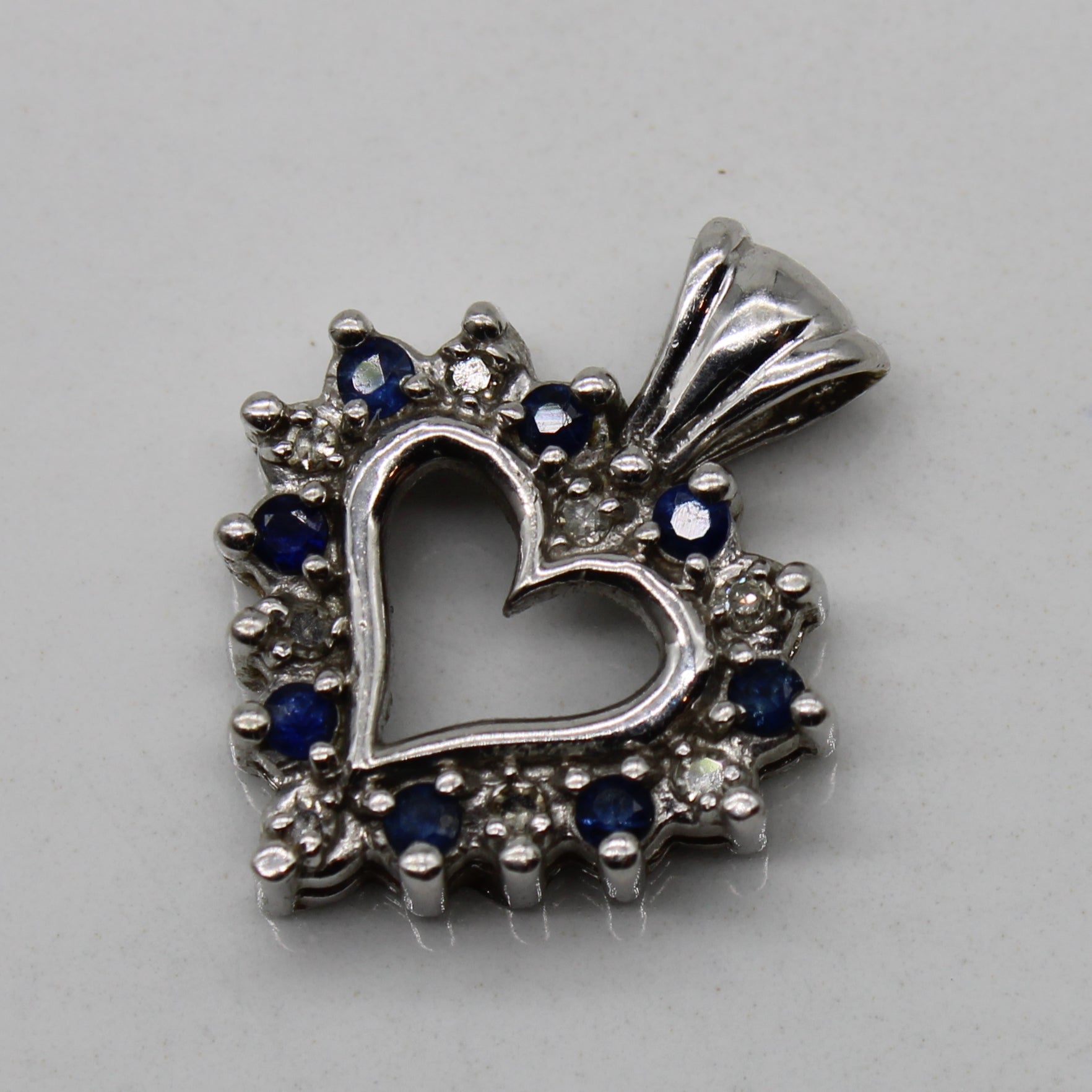 Sapphire & Diamond Heart Pendant | 0.06ctw, 0.04ctw |