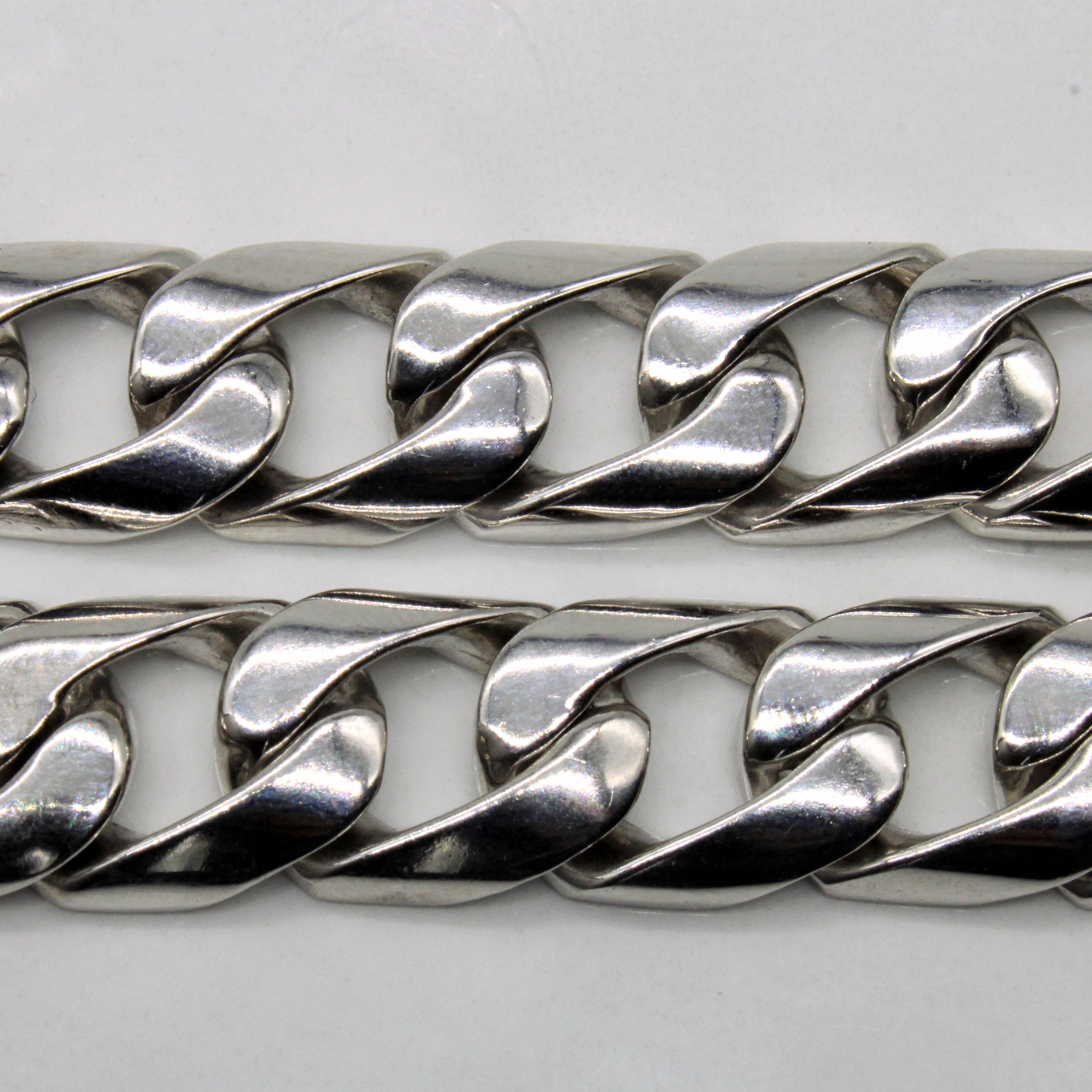 White Gold Cuban Chain Bracelet | 8.5" |