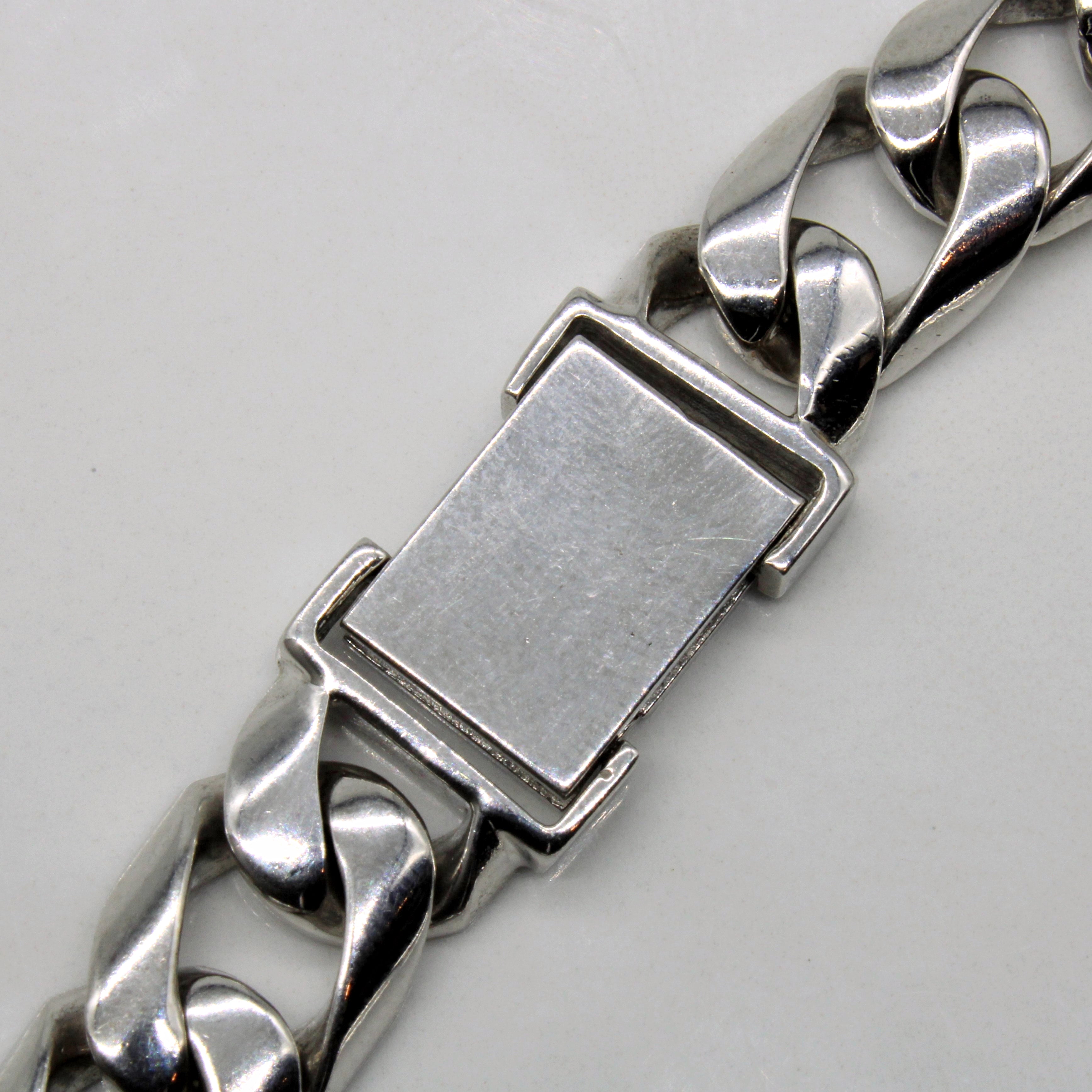 White Gold Cuban Chain Bracelet | 8.5" |