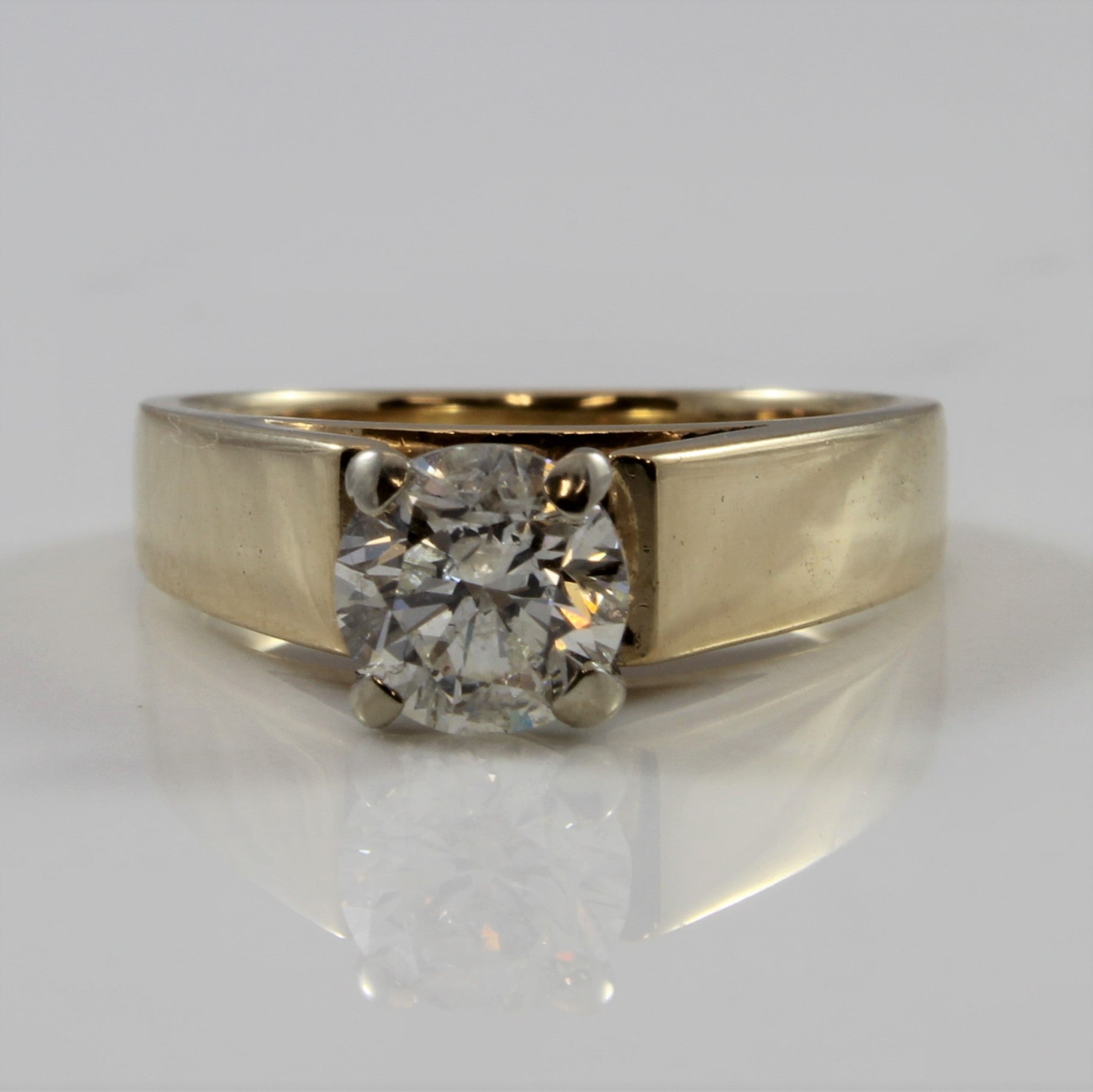 Bague de fiançailles solitaire diamant à large anneau | 0,92 ct | Taille 5,5 |