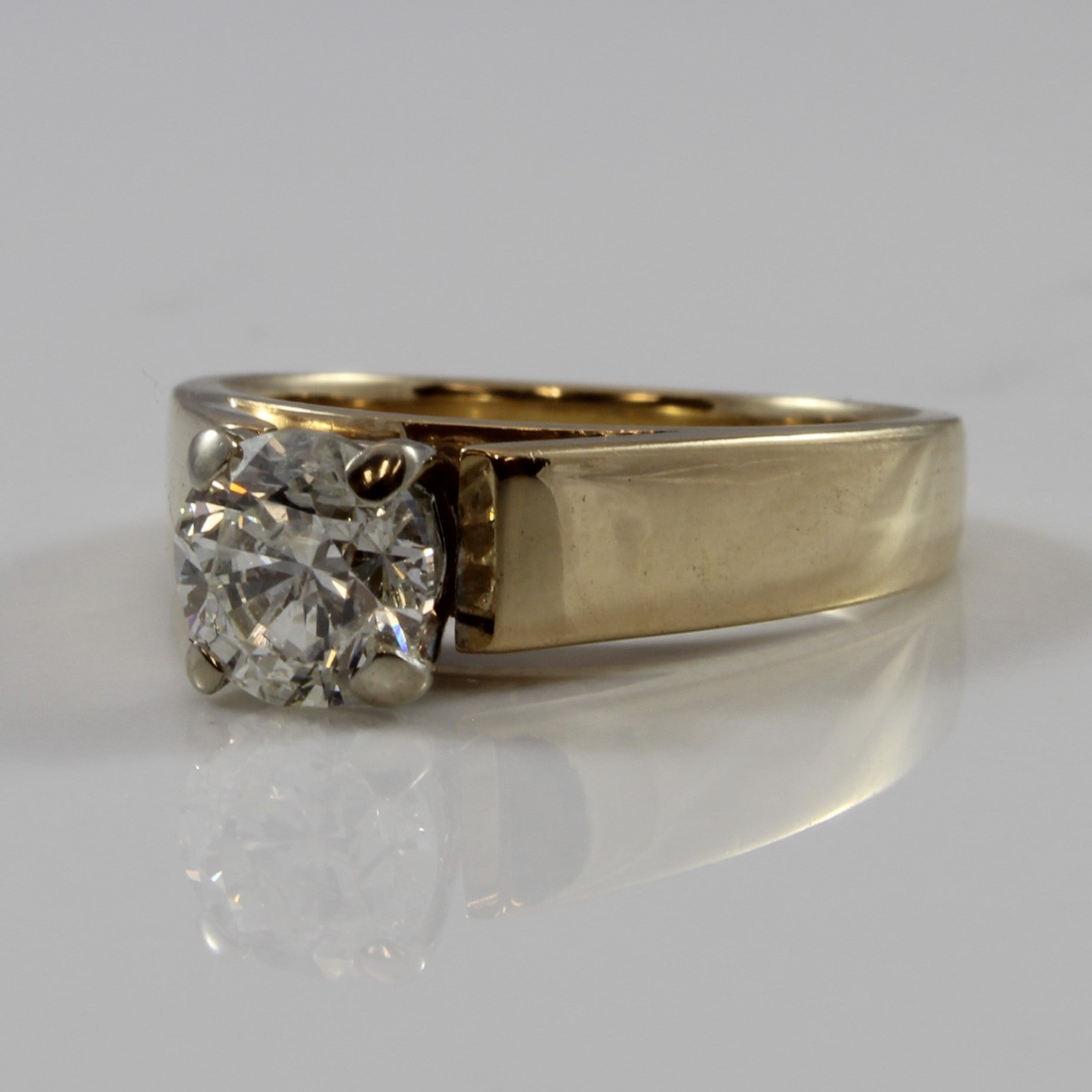 Bague de fiançailles solitaire diamant à large anneau | 0,92 ct | Taille 5,5 |