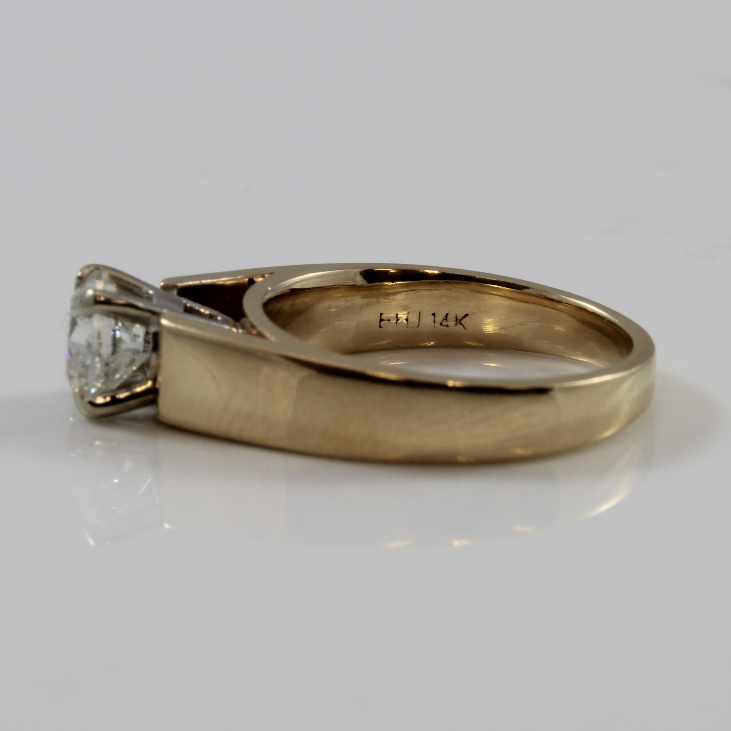 Bague de fiançailles solitaire diamant à large anneau | 0,92 ct | Taille 5,5 |