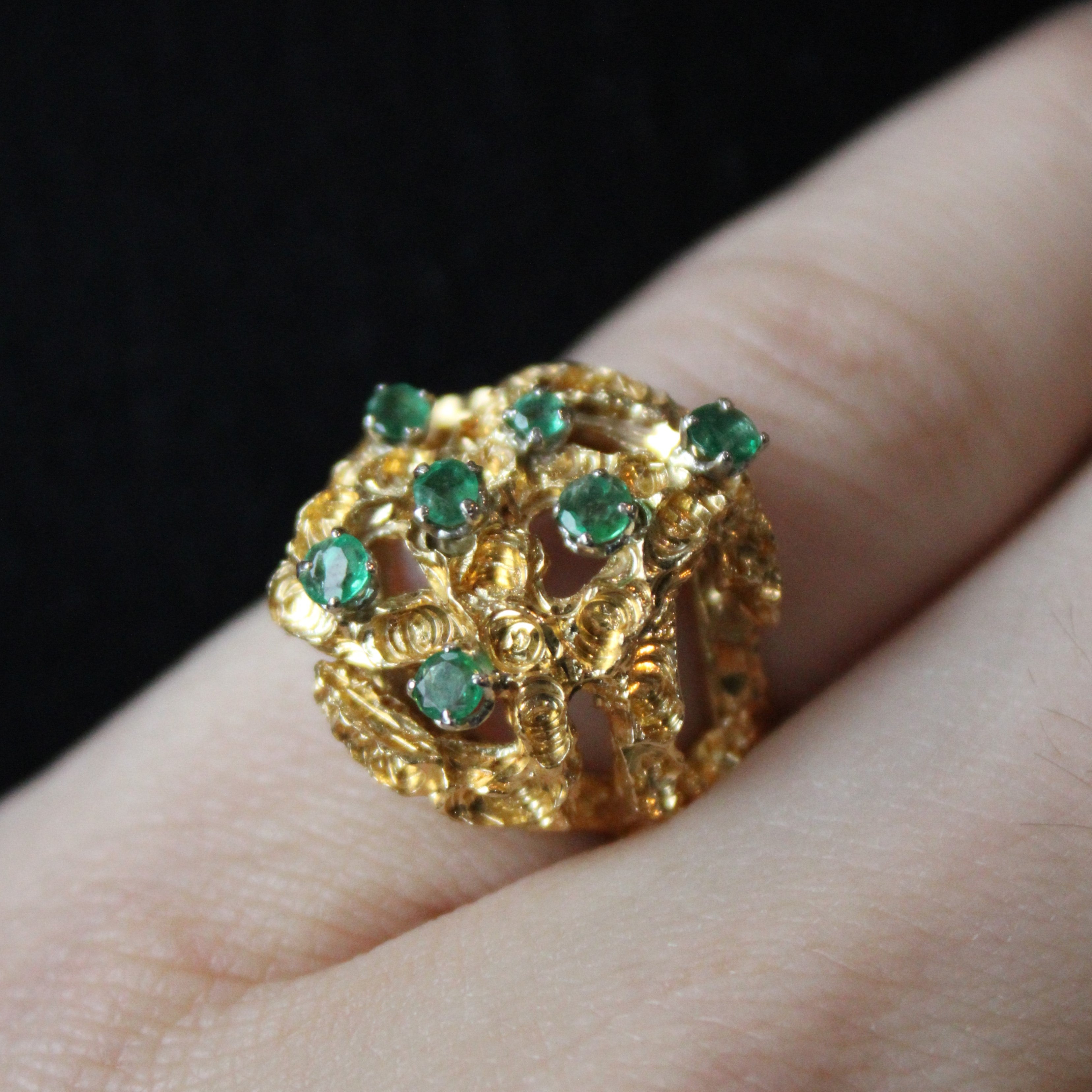 Emerald Abstract Ring | 0.27ctw | SZ 5.75 |