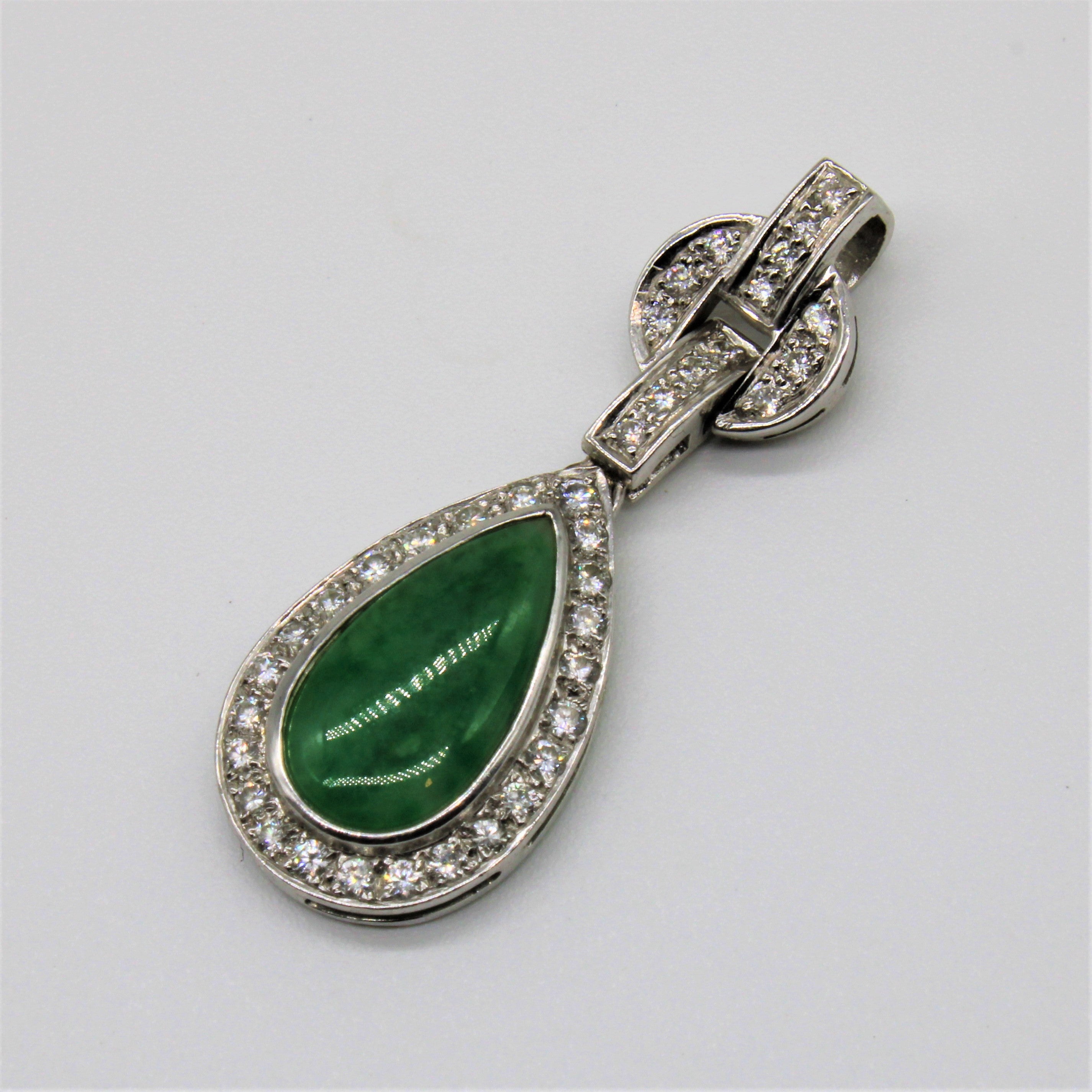 Jadeite & Diamond Tear Drop Pendant | 1.50ct, 0.40ctw |