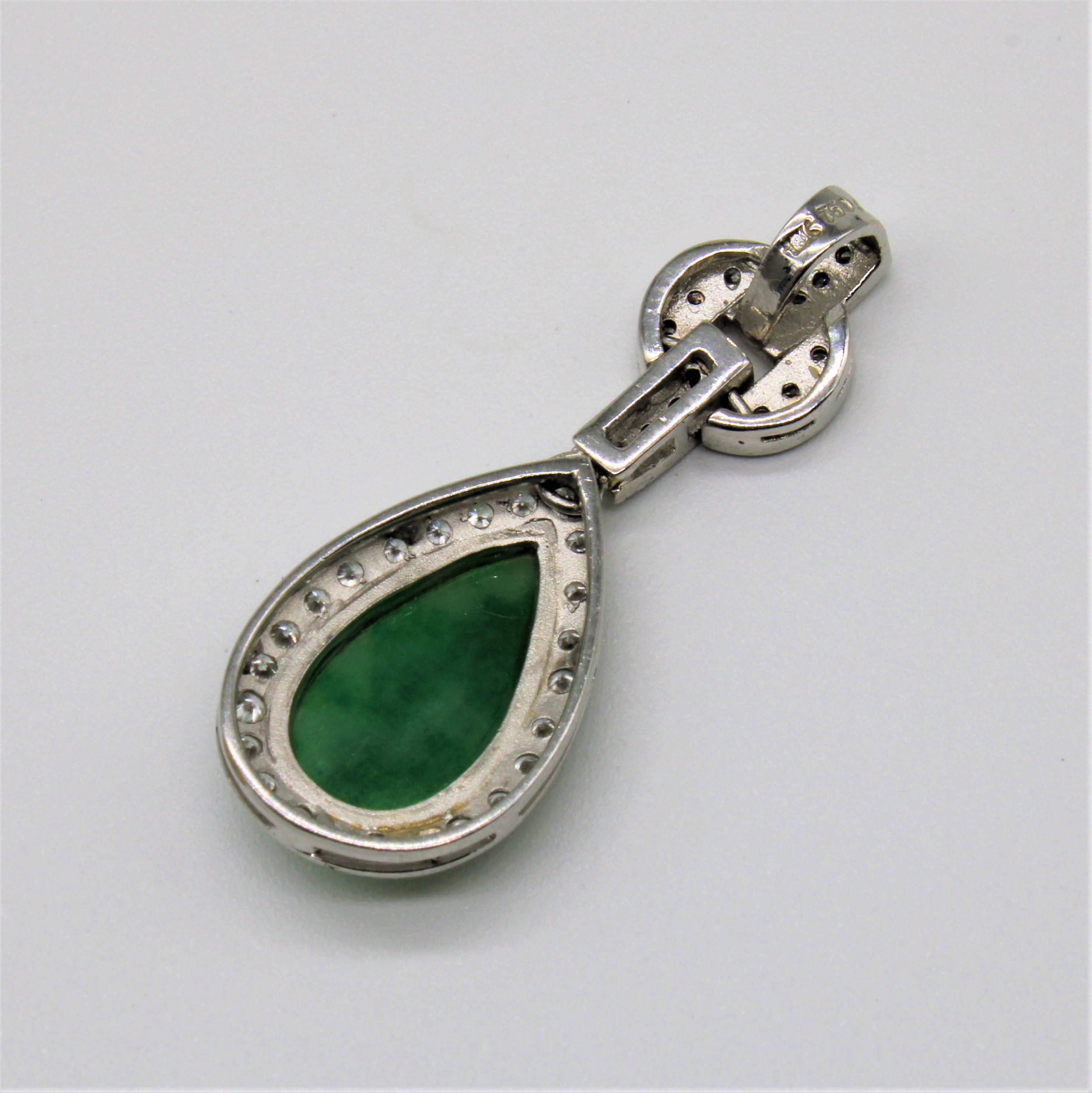 Jadeite & Diamond Tear Drop Pendant | 1.50ct, 0.40ctw |