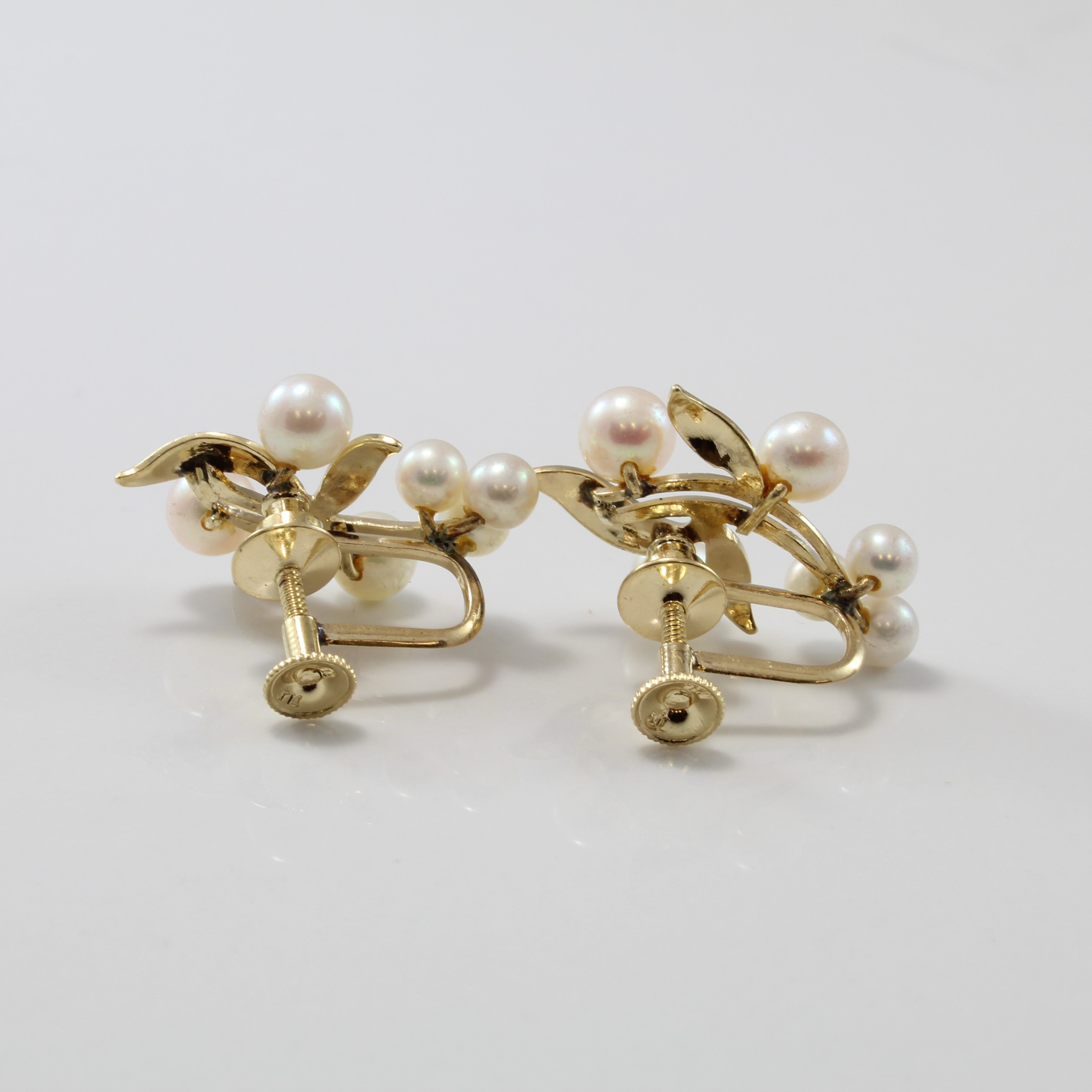 Floral Pearl Screw Back Clip On Earrings | 12.00ctw |