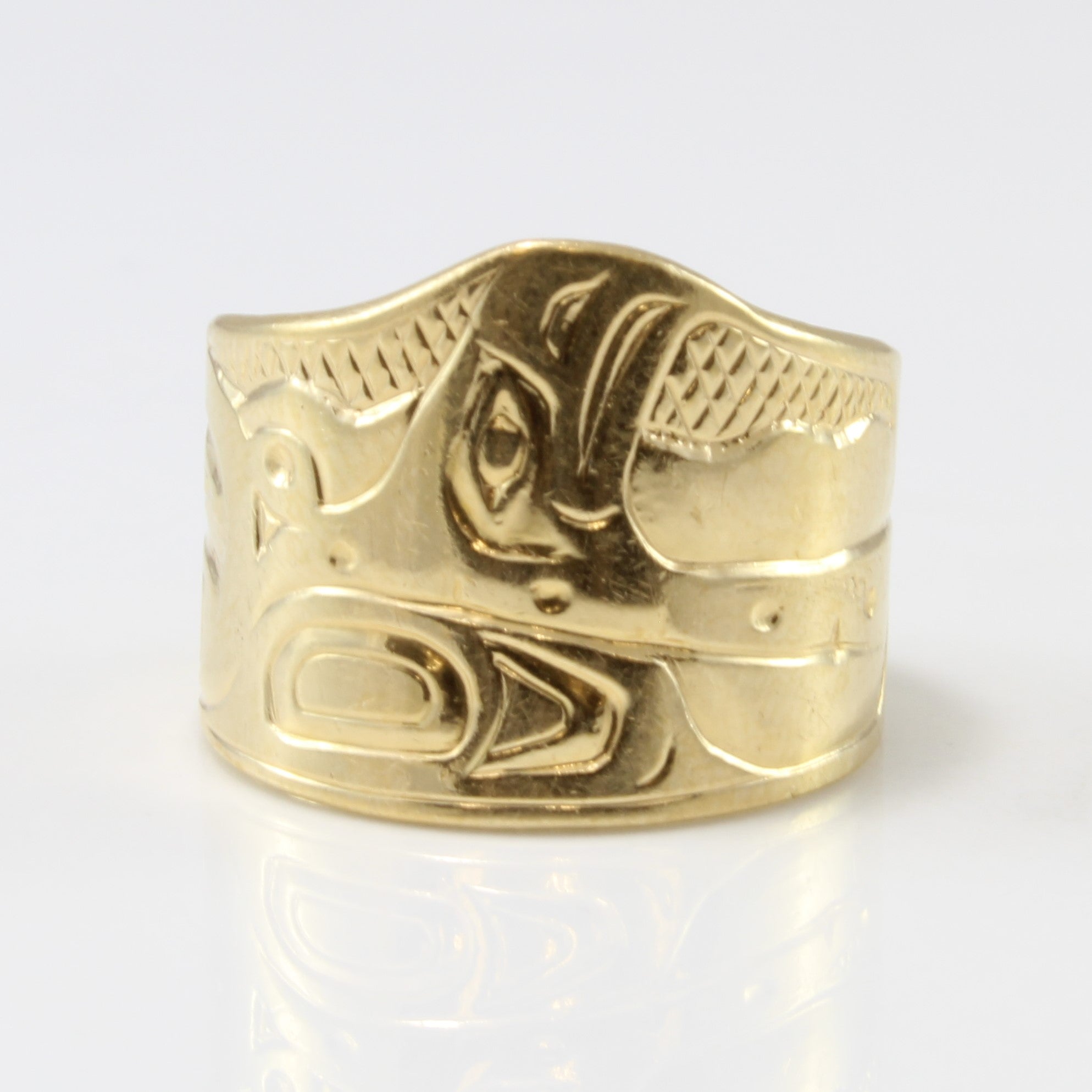 Clarence Mills' Indigenous Orca Art Tapered Ring | SZ 7 |