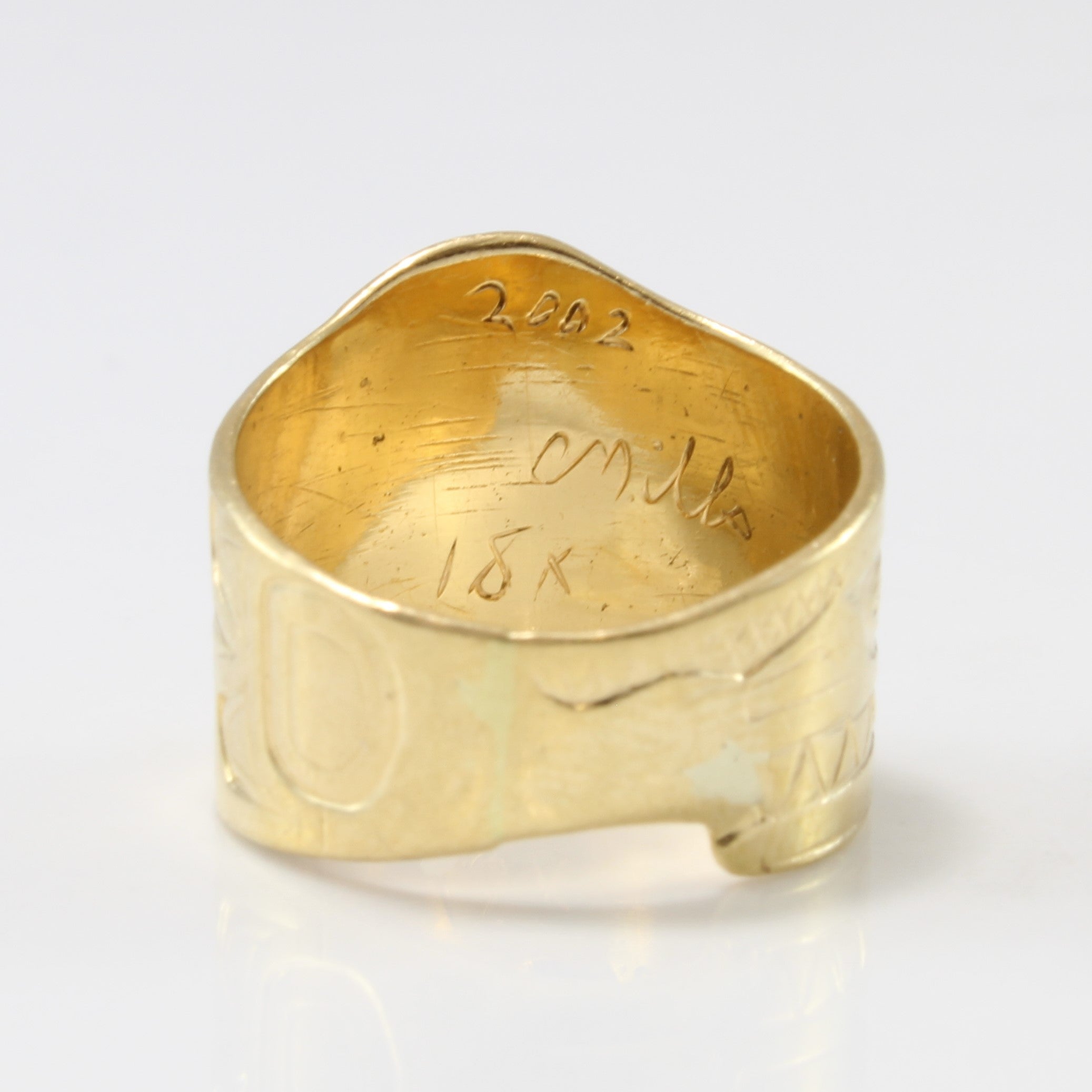 Clarence Mills' Indigenous Orca Art Tapered Ring | SZ 7 |