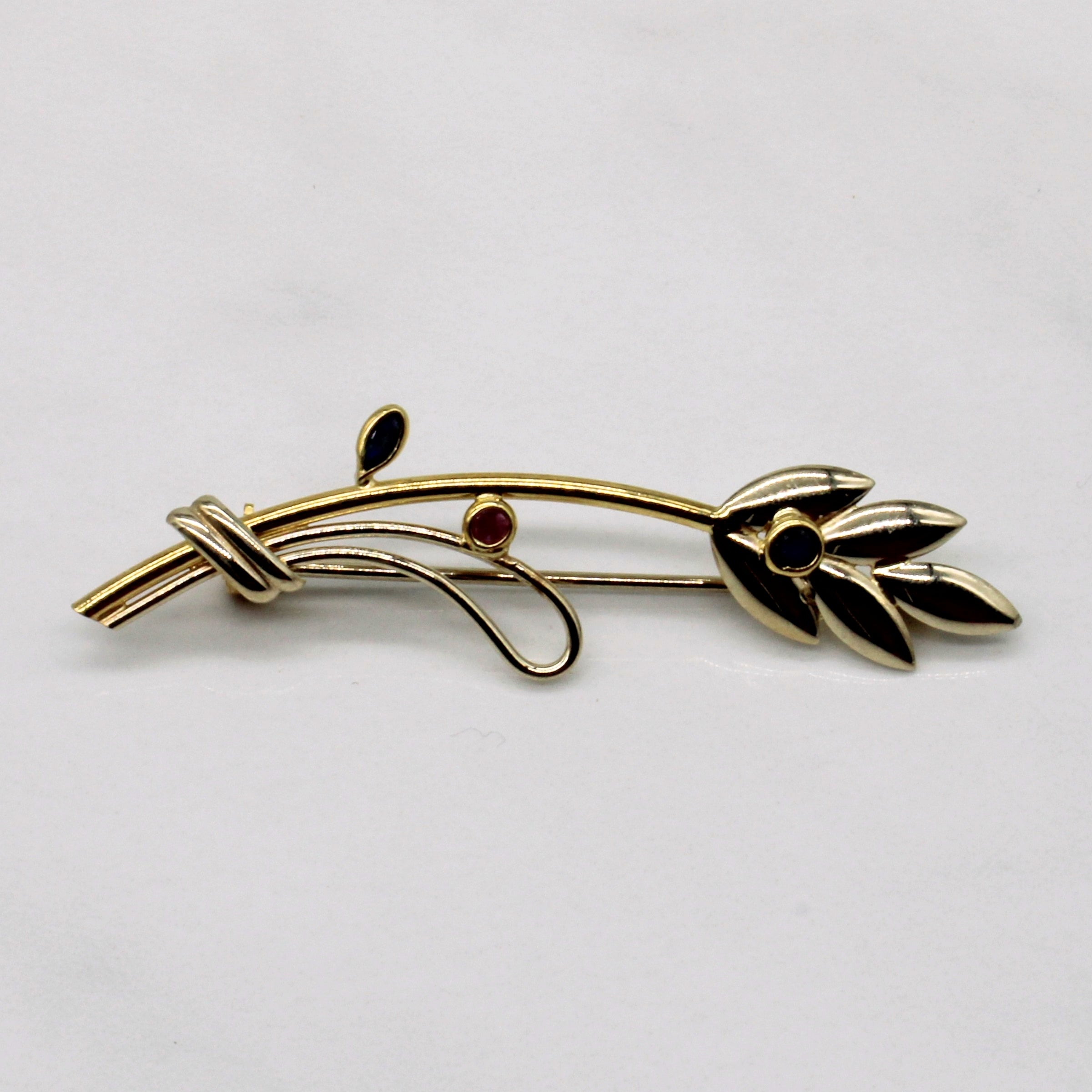 Sapphire & Ruby Brooch | 0.09ctw, 0.04ct |