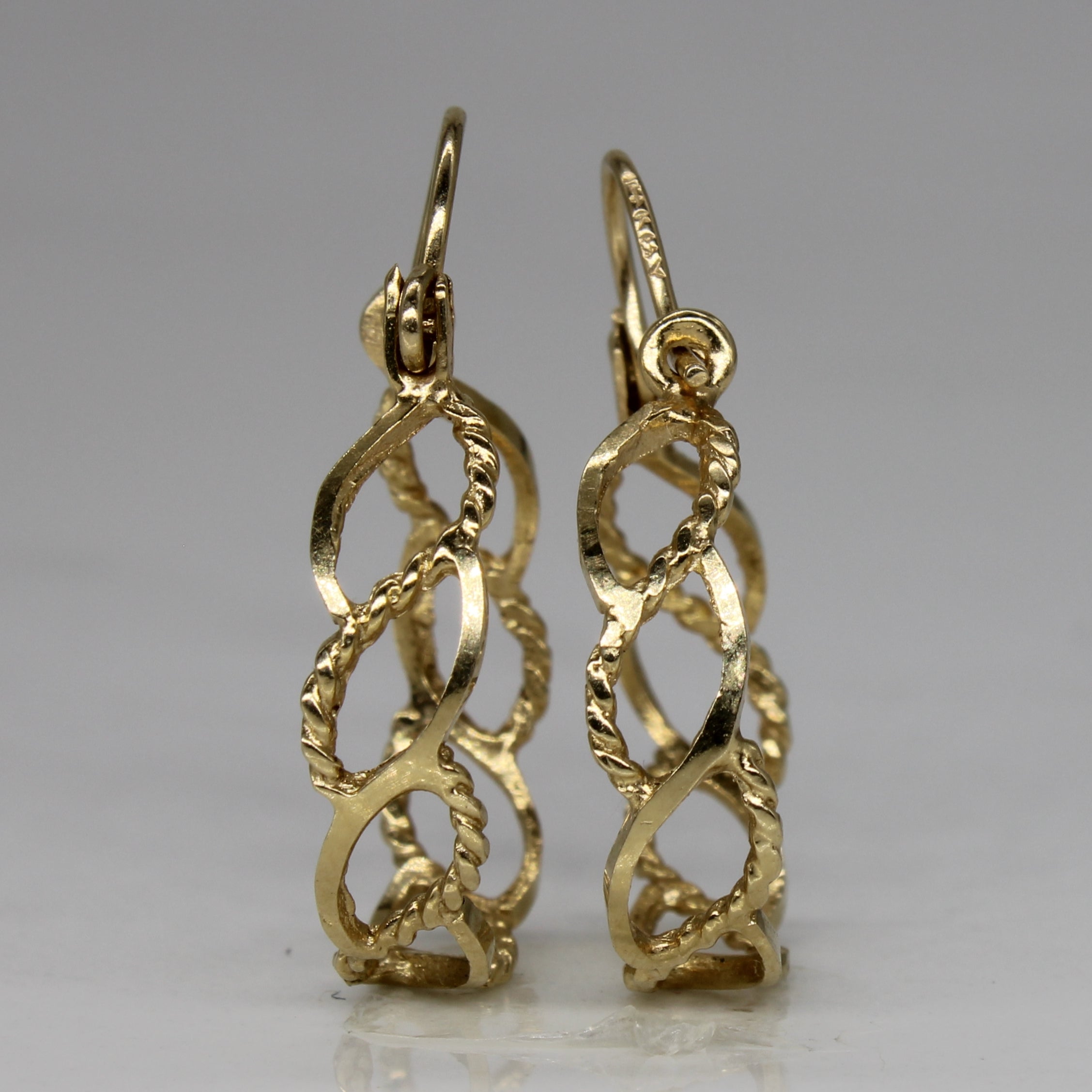 14k Yellow Gold Twist Hoop Earrings