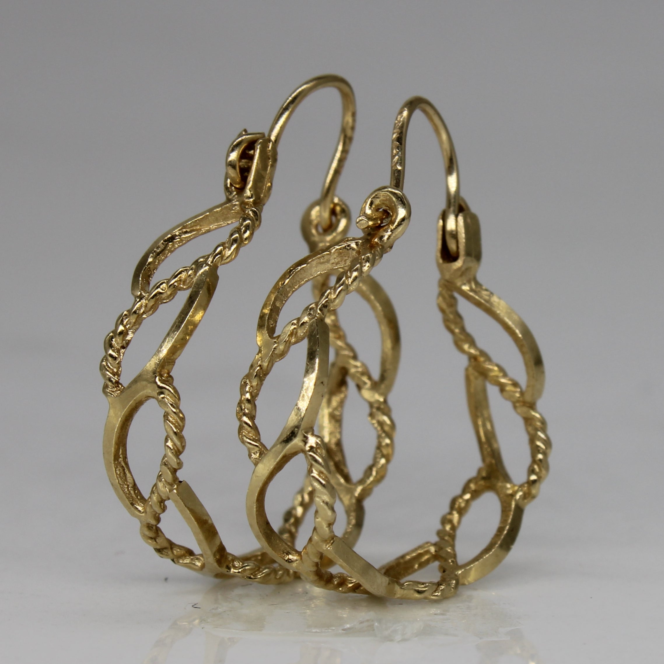 14k Yellow Gold Twist Hoop Earrings