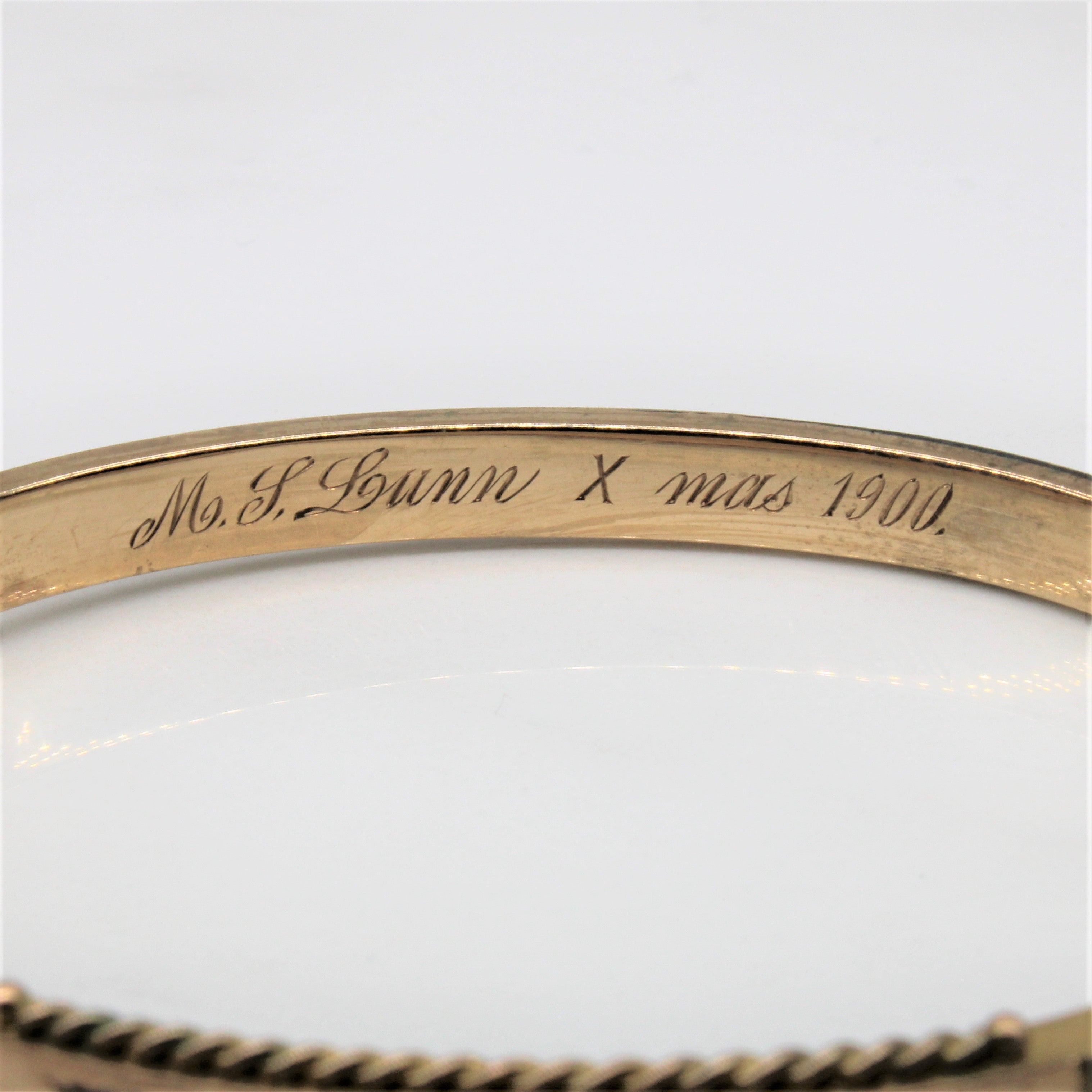 Victorian Ruby & Diamond Bangle Bracelet | 0.18ct, 0.03ctw | 7" |