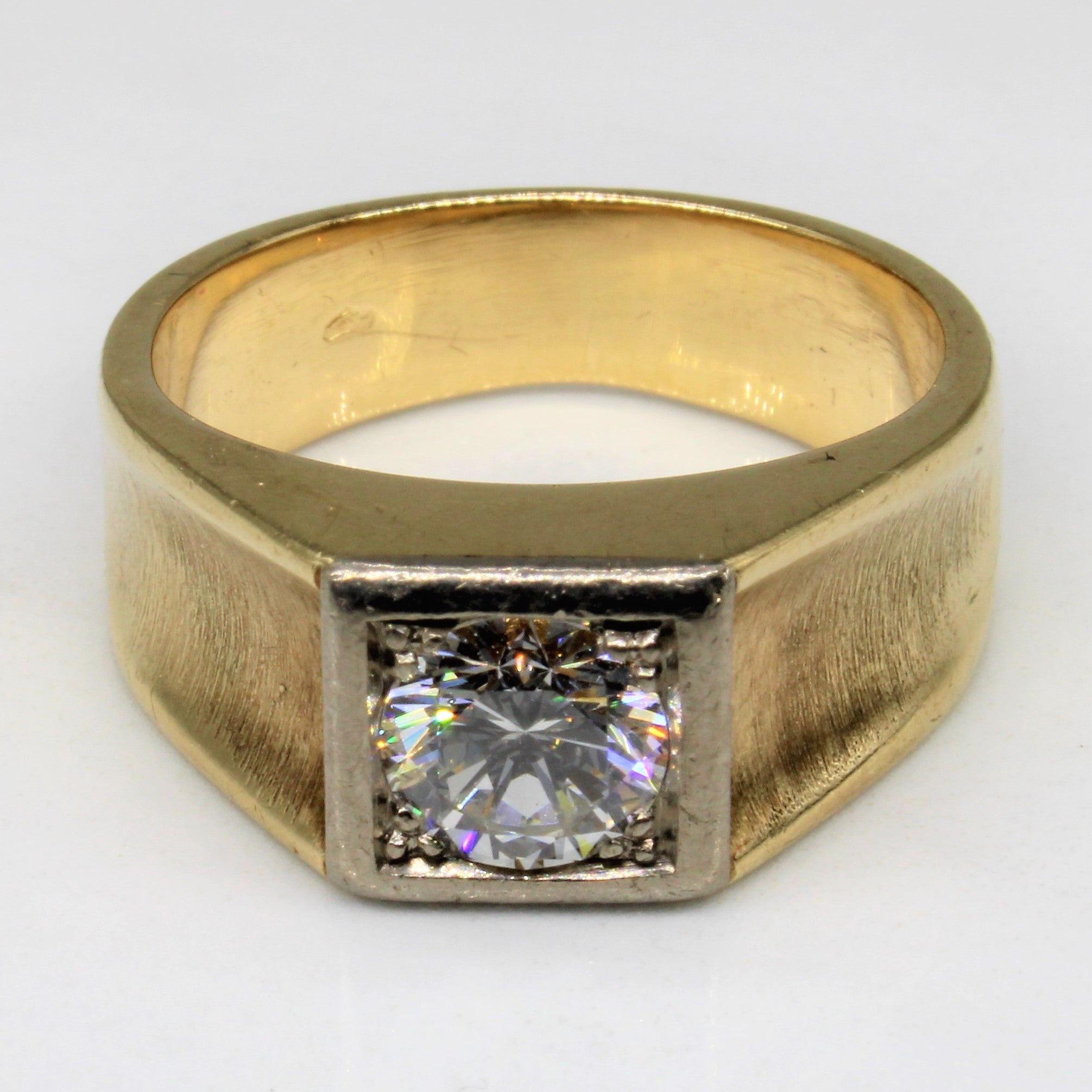 Austrian Hallmarked Solitaire Diamond Wide Ring | 0.90ctw | SZ 7 |