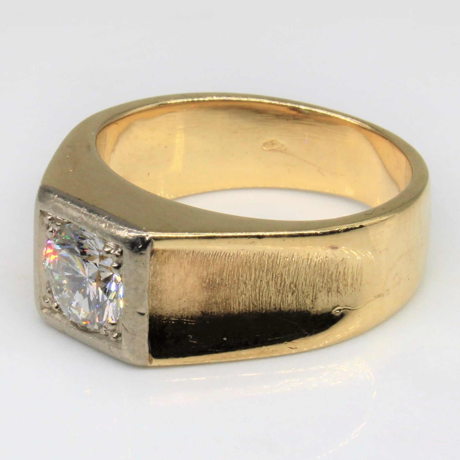 Austrian Hallmarked Solitaire Diamond Wide Ring | 0.90ctw | SZ 7 |