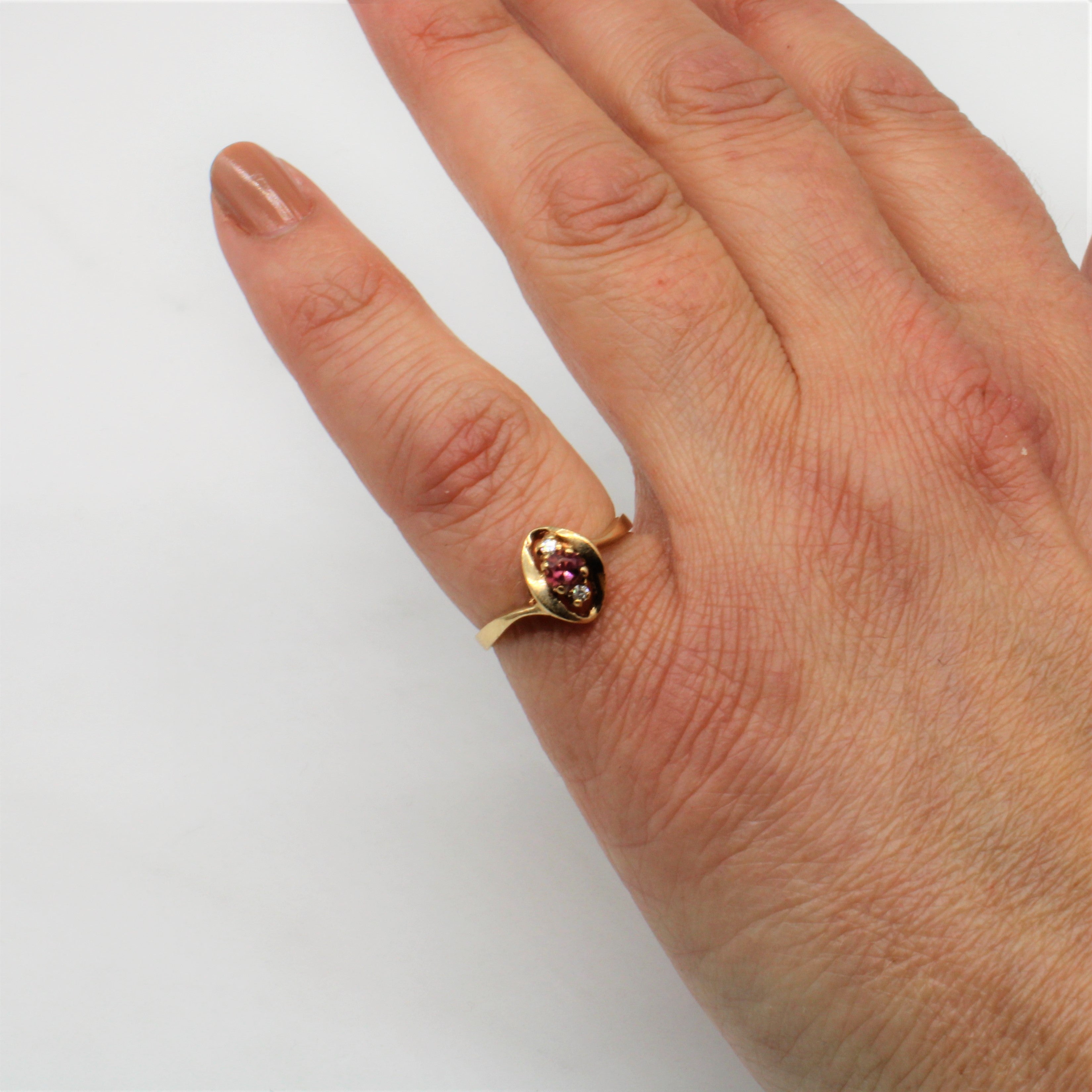 Pink Tourmaline & Diamond Bypass Ring | 0.20ct, 0.02ctw | SZ 6 |