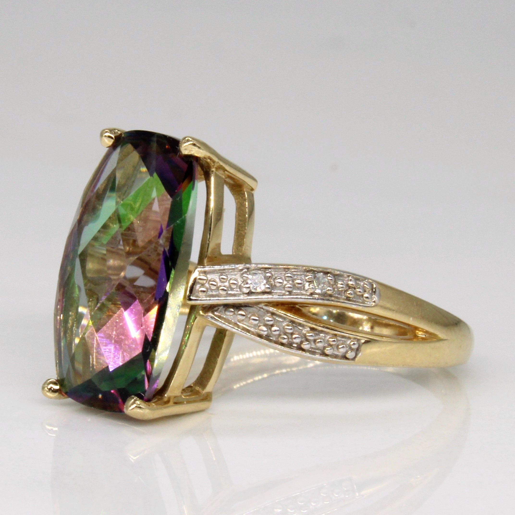 Mystic Topaz & Diamond Cocktail Ring | 4.10ct, 0.02ctw | SZ 6 |