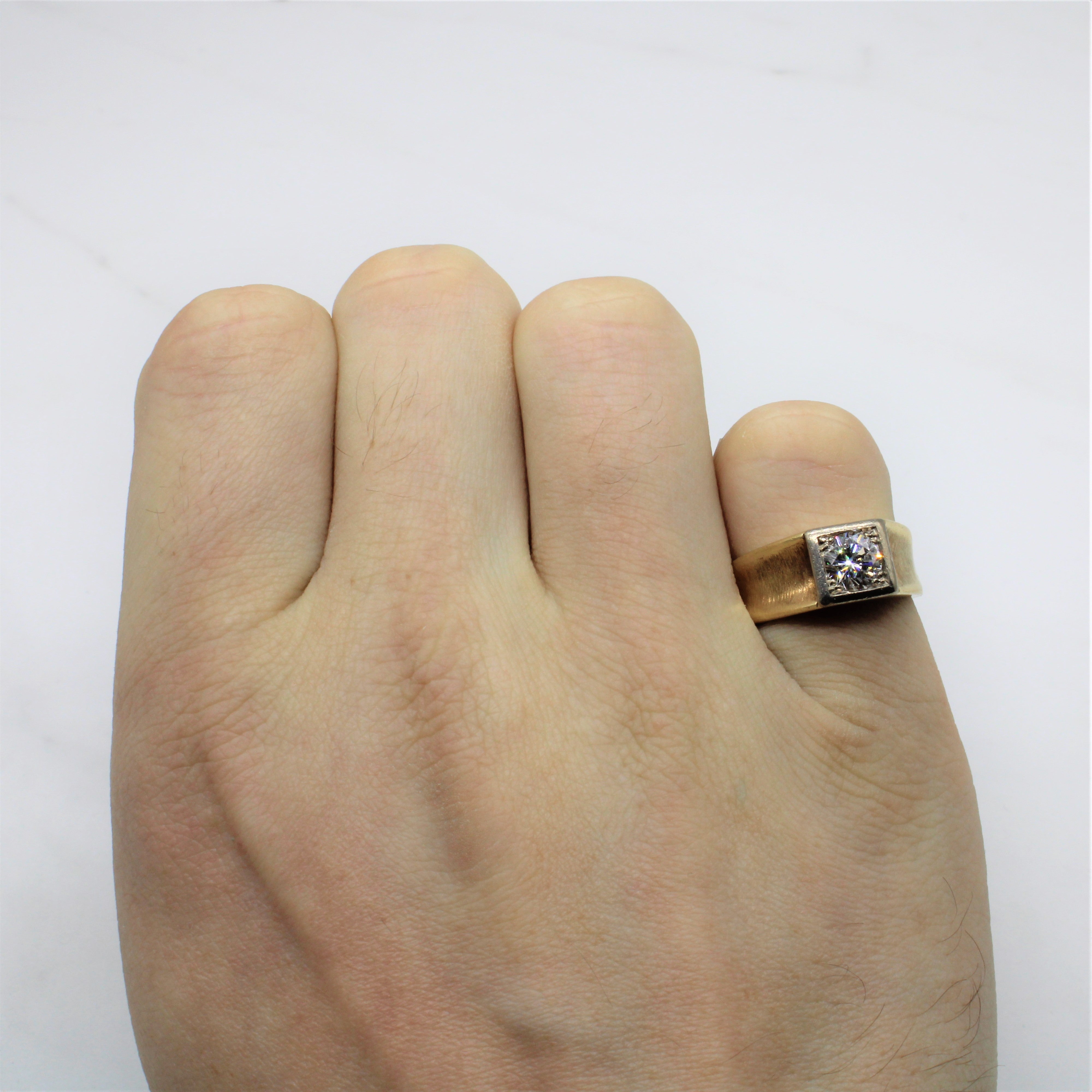 Austrian Hallmarked Solitaire Diamond Wide Ring | 0.90ctw | SZ 7 |